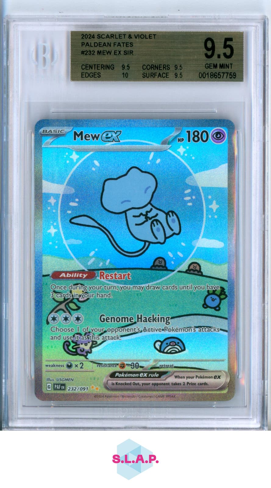 MEW EX SIR 2024 POKEMON SCARLET & VIOLET PALDEAN FATES 232 EN BGS 9.5