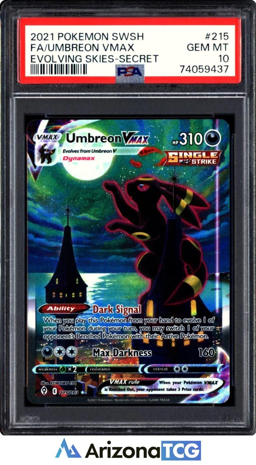 Pokemon 2021 Umbreon VMAX 215/203 Alt Art SR Evolving Skies GEM MINT PSA 10