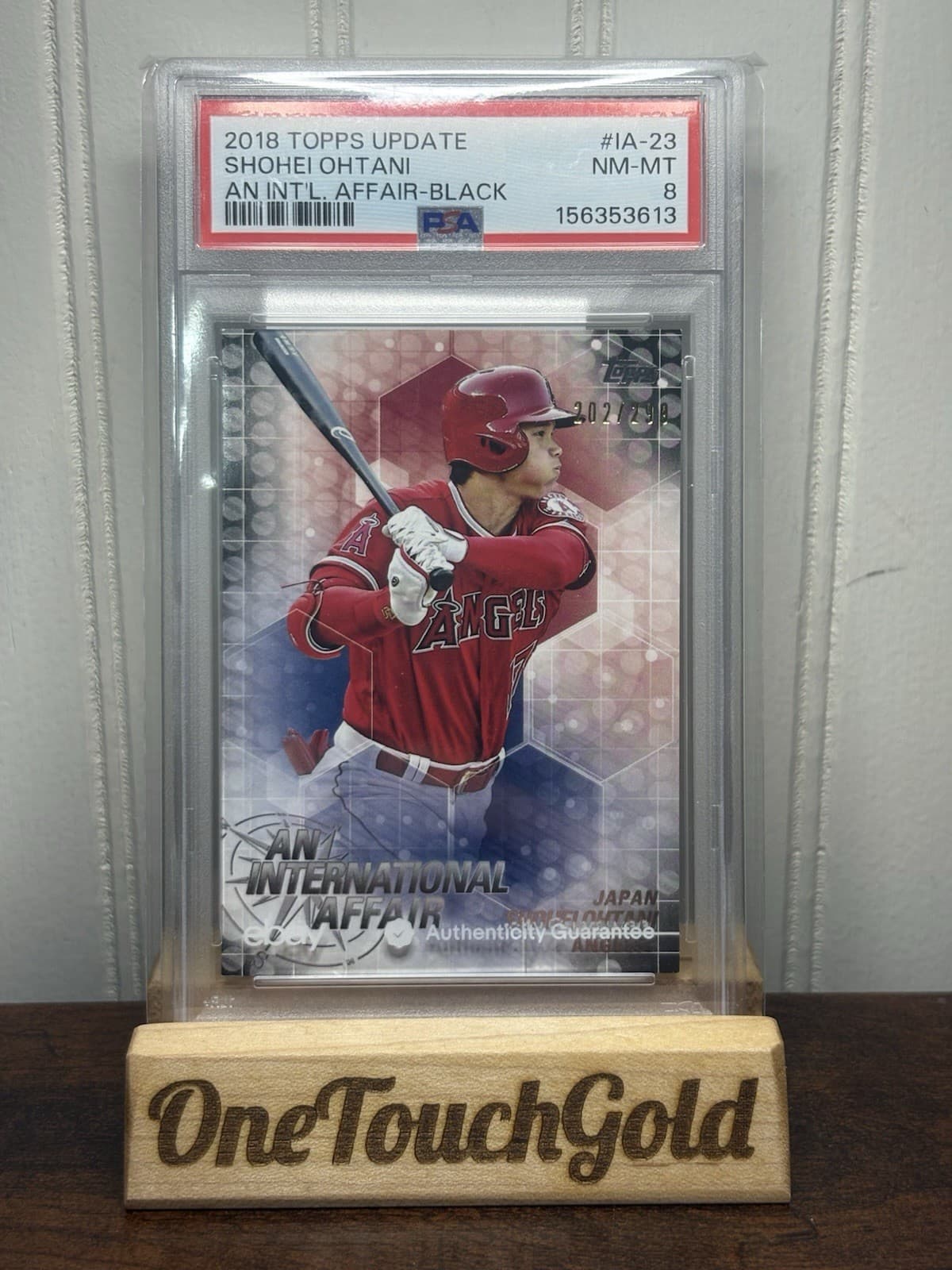 SHOHEI OHTANI 2018 AN INTERNATIONAL AFFAIR BLACK /299 Topps Update PSA NM-MT 8