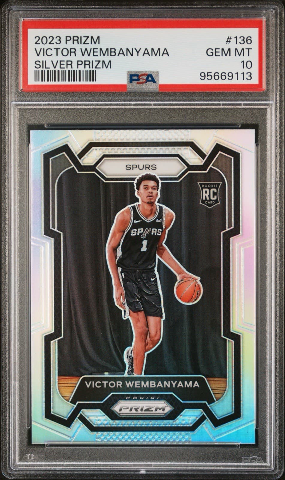 2023-24 Panini Victor Wembanyama Silver Prizm #136 PSA 10 Gem Mint Rookie Spurs