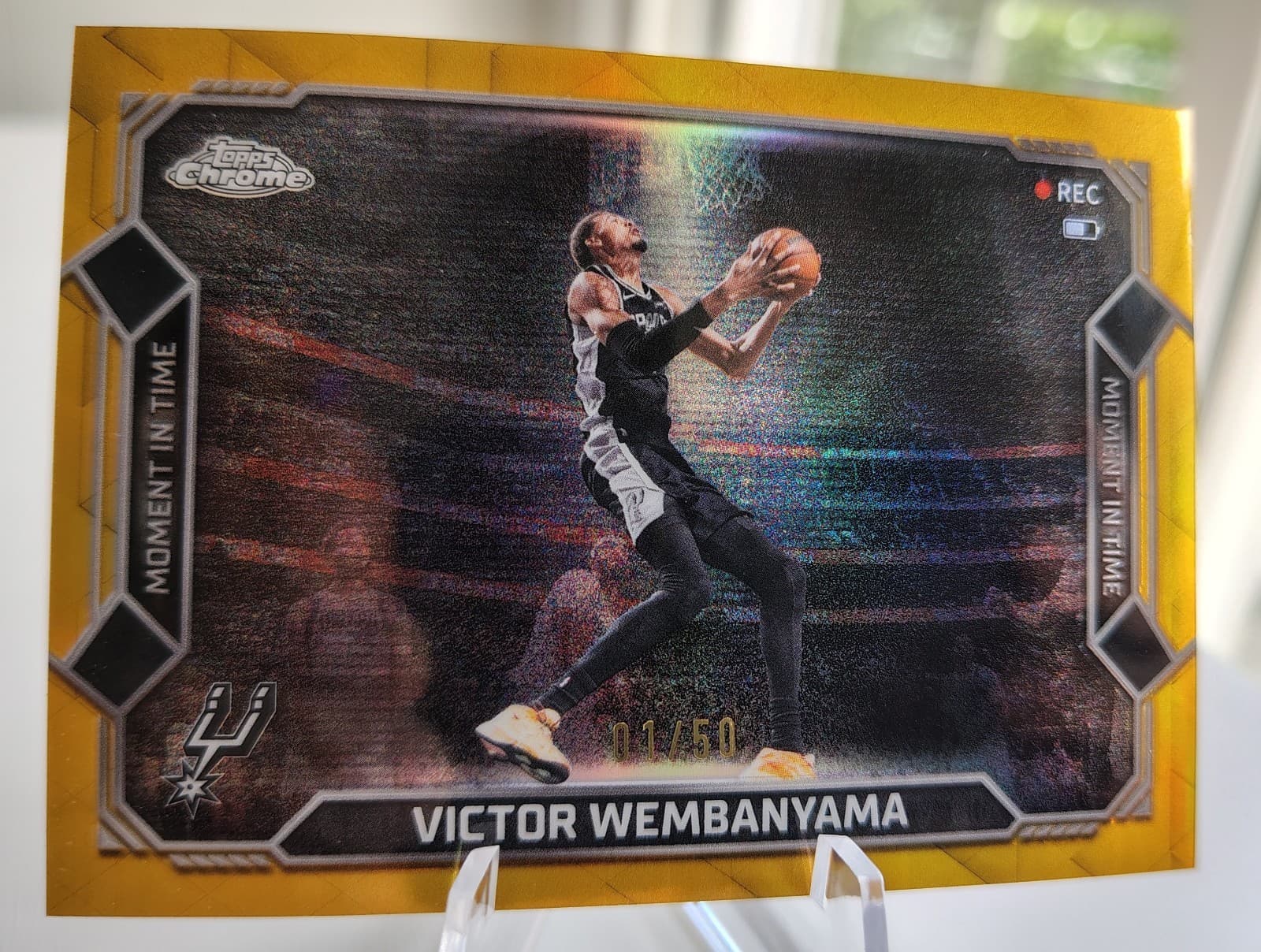 2025/26 Topps Chrome Victor Wembanyama Moment In Time Gold Refractor 01/50
