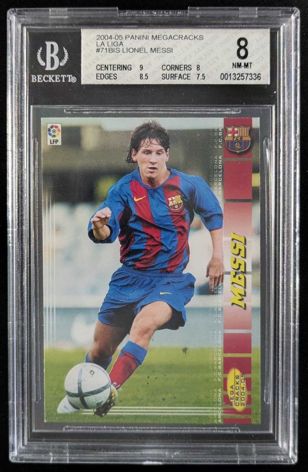 2004-05 Panini Megacracks LIONEL MESSI Rookie RC Barcelona #71bis BGS 8