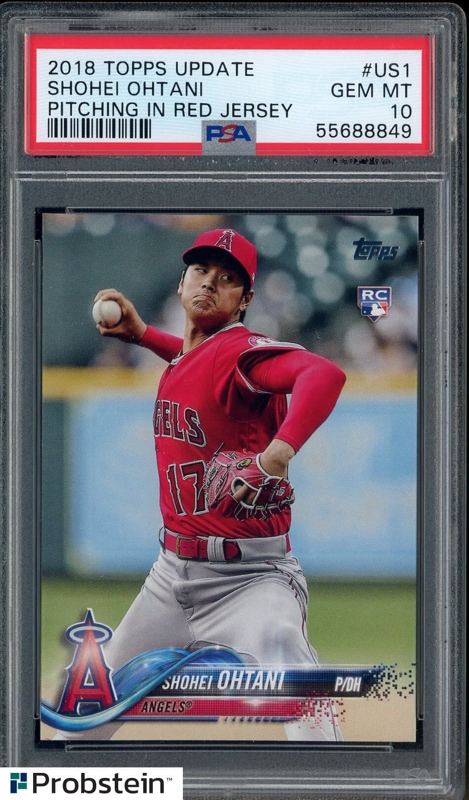 #2 2018 Topps Update #US1 Shohei Ohtani Pitching In Red Jersey RC Rookie PSA 10
