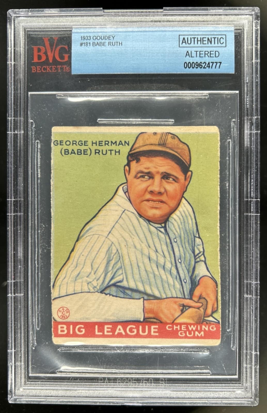 1933 Goudey R319 George Herman "Babe" Ruth RC #181 Yankees BVG Authentic Altered