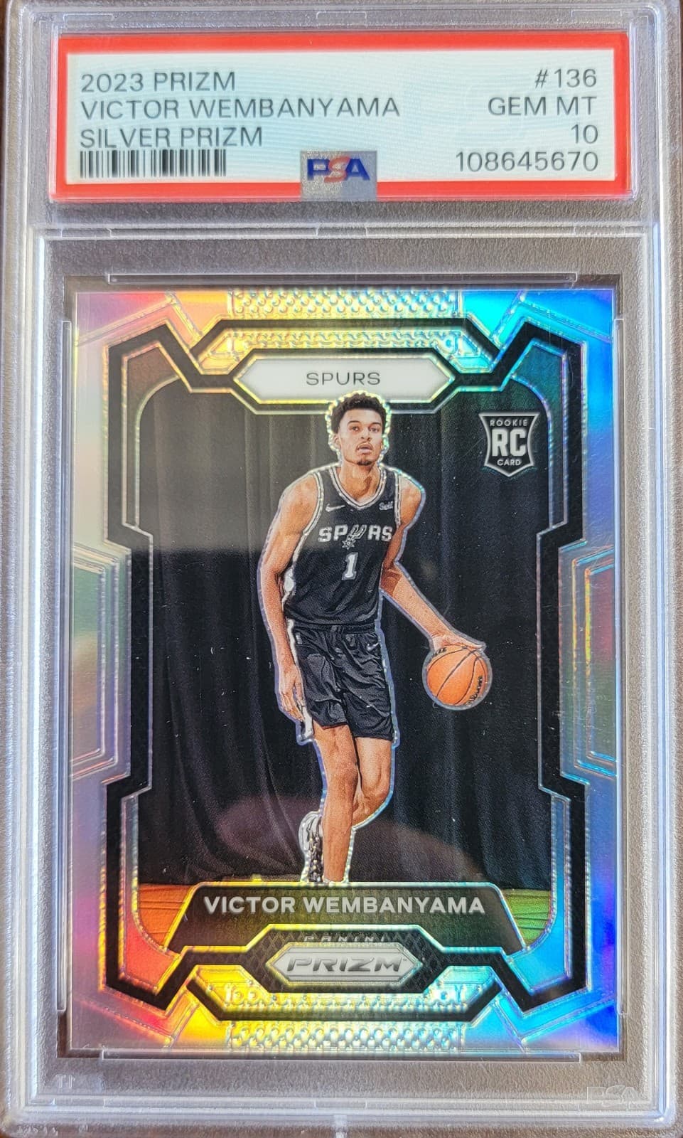2023 Panini Prizm Victor Wembanyama Silver Prizm PSA Gem Mint! RARE! #136