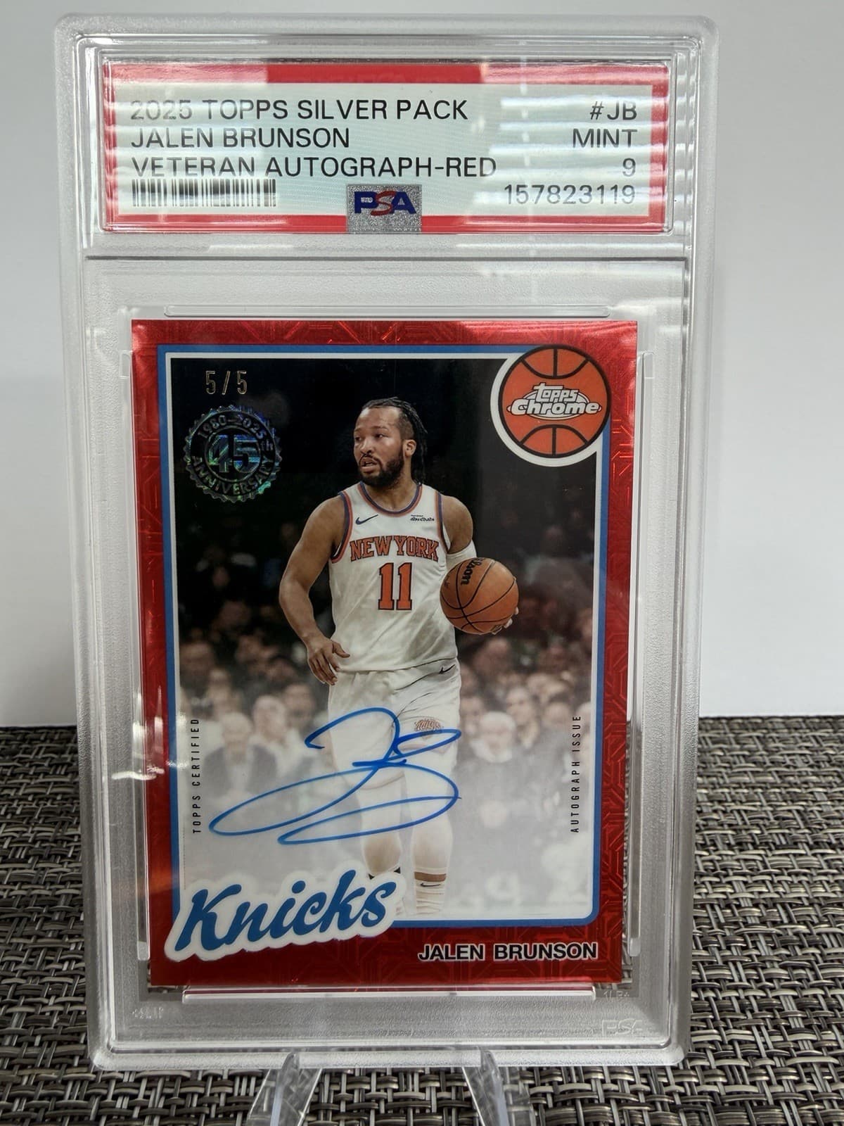 2025-26 Topps Chrome Jalen Brunson #TCA-JB Red Refractor Auto /5 PSA 9