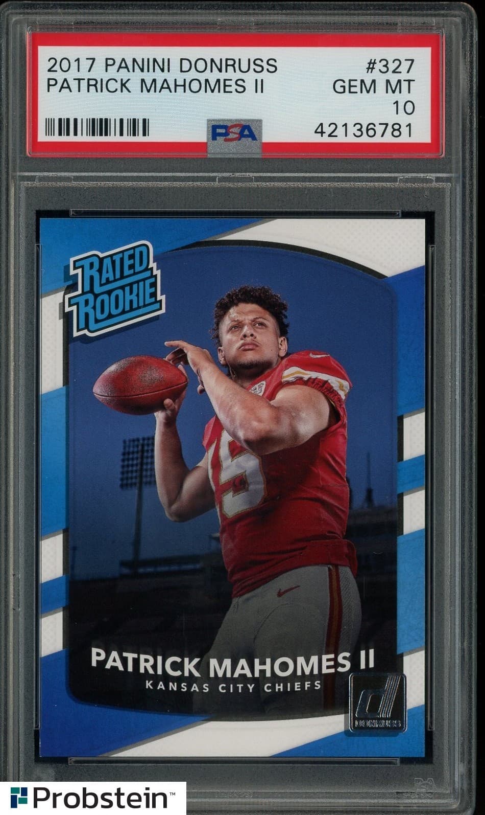 #1 2017 Donruss #327 Patrick Mahomes II Chiefs RC Rookie PSA 10 GEM MINT