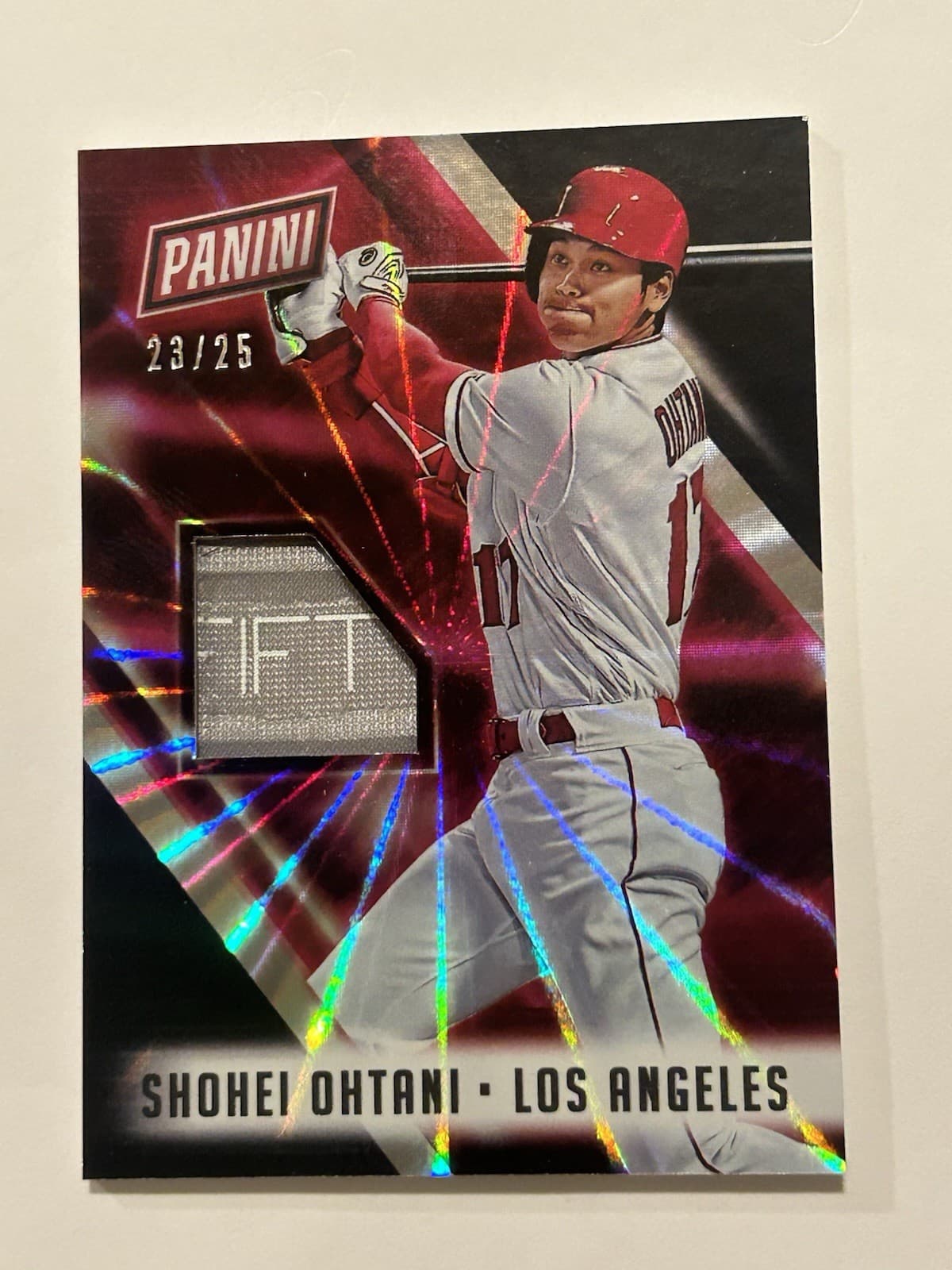 2018 Panini National Convention Game Used Shohei Ohtani #SO Rainbow Spokes /25