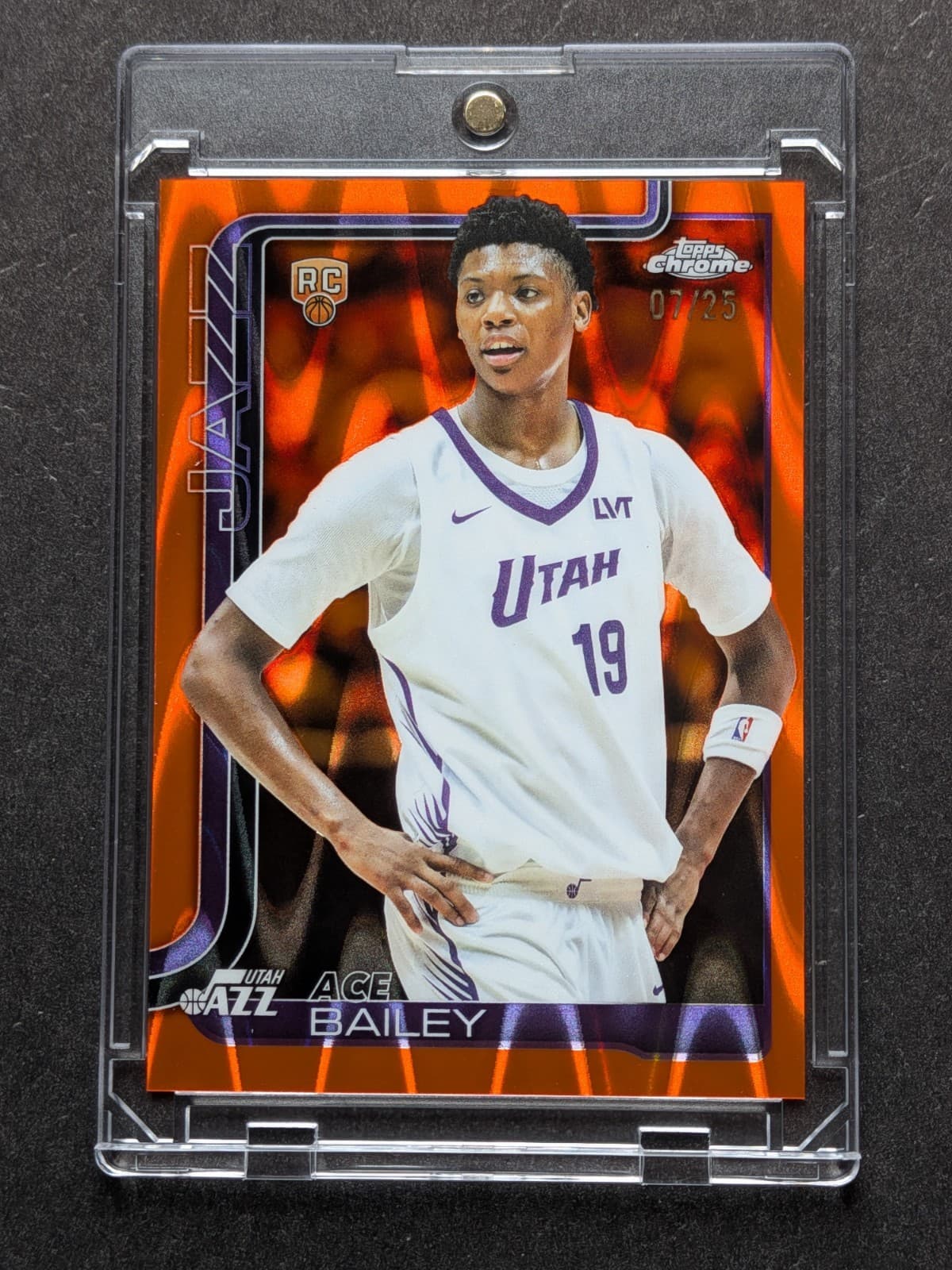 2025-26 Topps Chrome ACE BAILEY Orange Raywave Refractor /25 RC Rookie Card Jazz