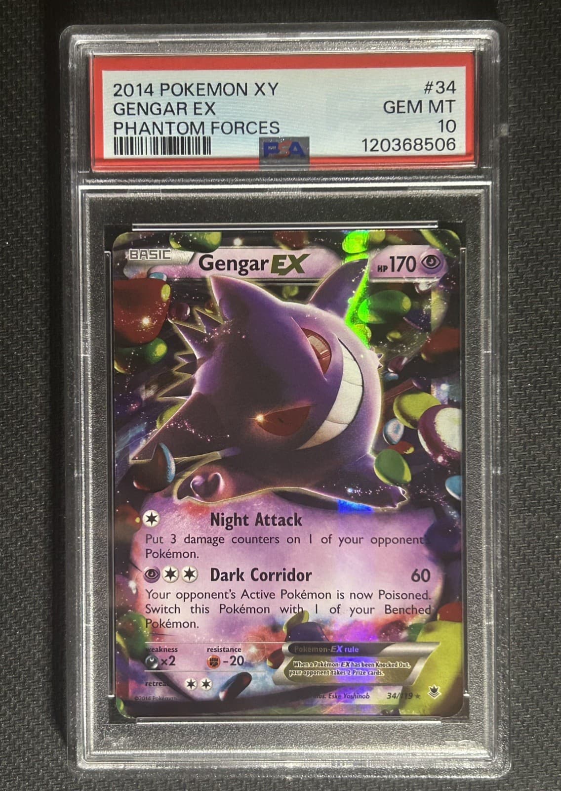 Pokemon 2014 Gengar EX 34/119 Ultra Rare Phantom Forces GEM MINT PSA 10