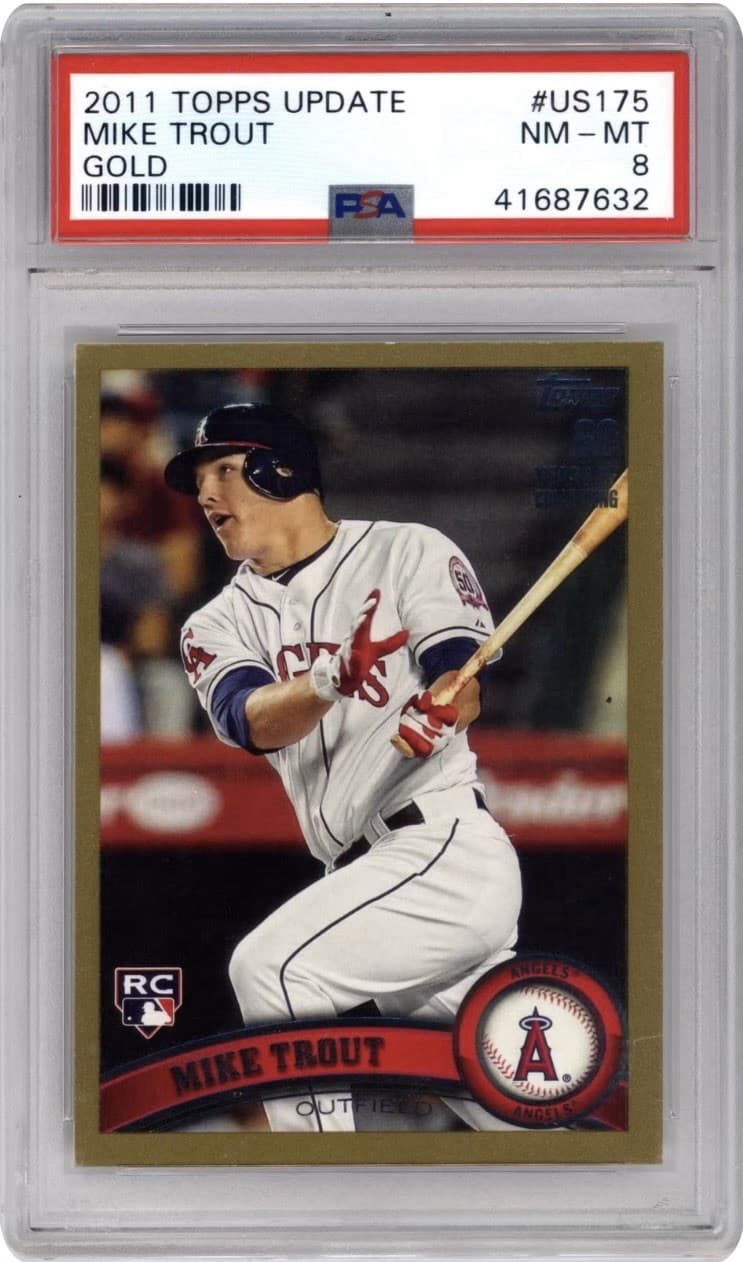 2011 TOPPS UPDATE GOLD #US175 MIKE TROUT ROOKIE RC 1287/2011 PSA 8