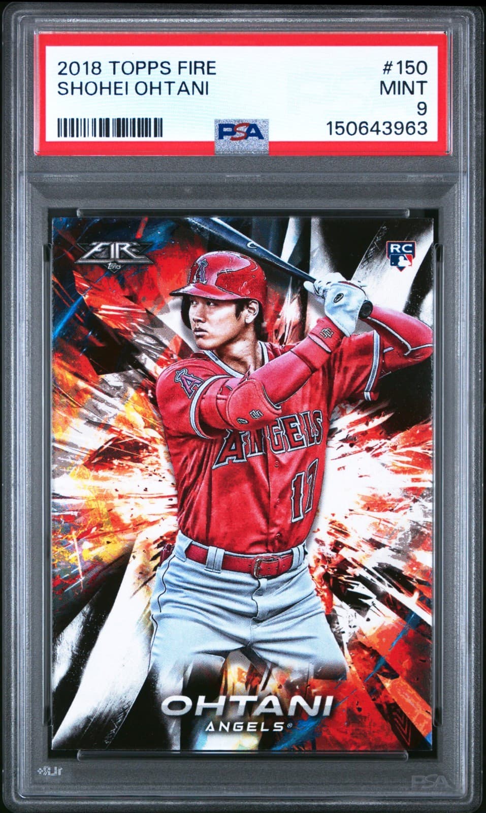 Shohei Ohtani 2018 Topps Fire Rookie Rc #150 Psa 9 Mint! Dodgers Mvp! #150643963