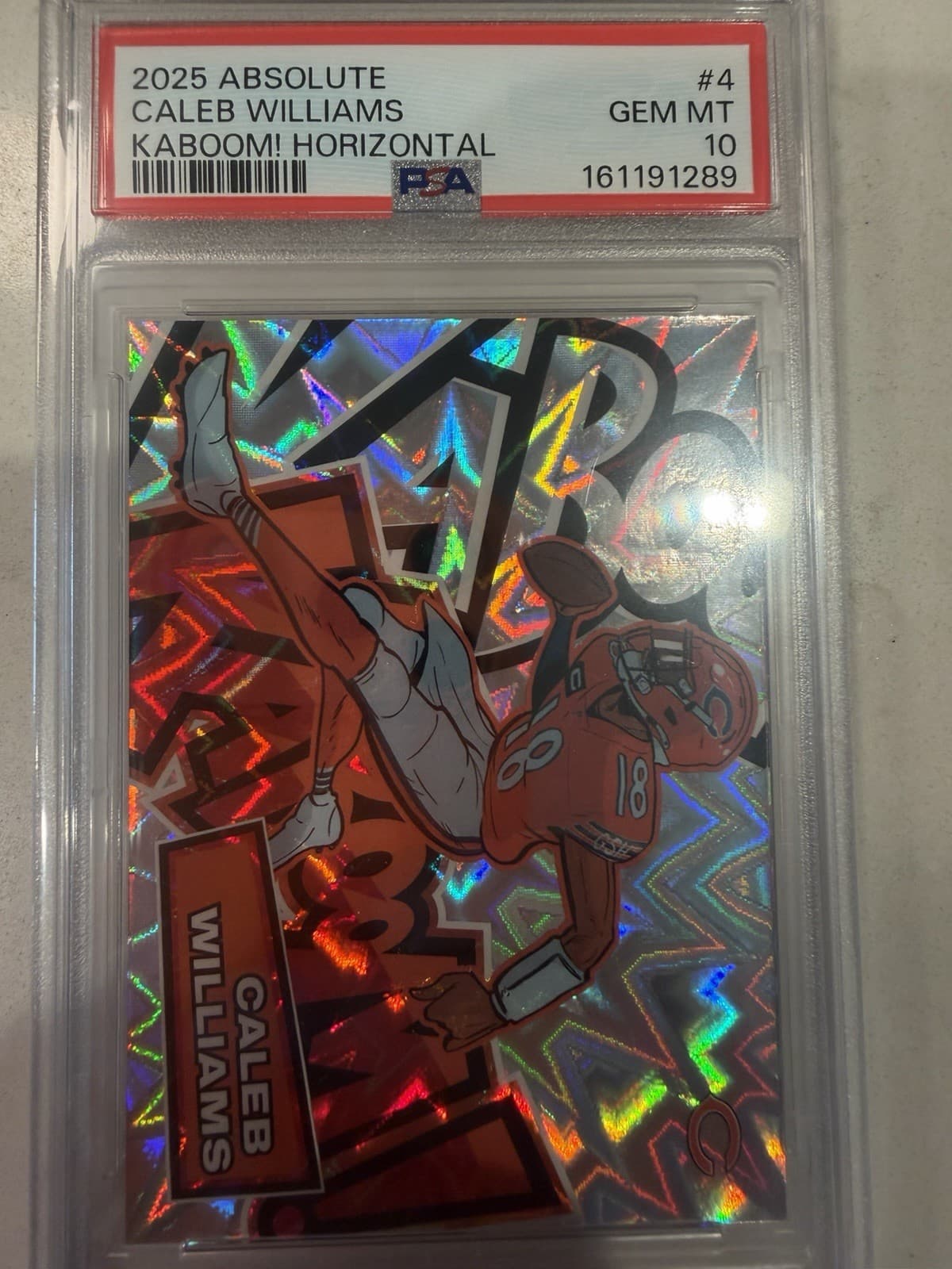 2025 Panini Absolute KABOOM SSP Case Hit CALEB WILLIAMS CHICAGO BEARS 🔥PSA 10🔥