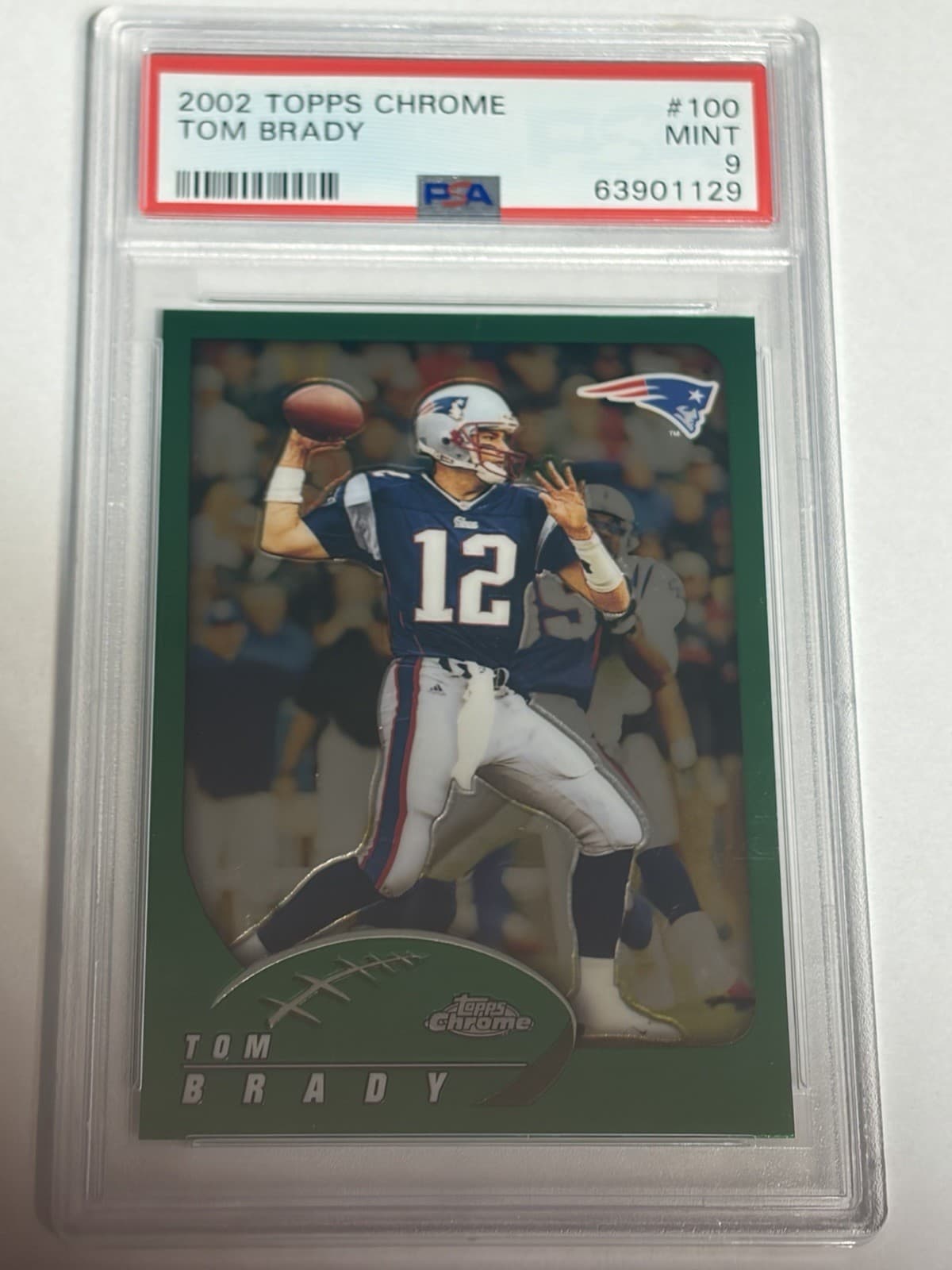 2002 TOPPS CHROME #100 TOM BRADY PSA 9 Mint Patriots “Dead Centered”