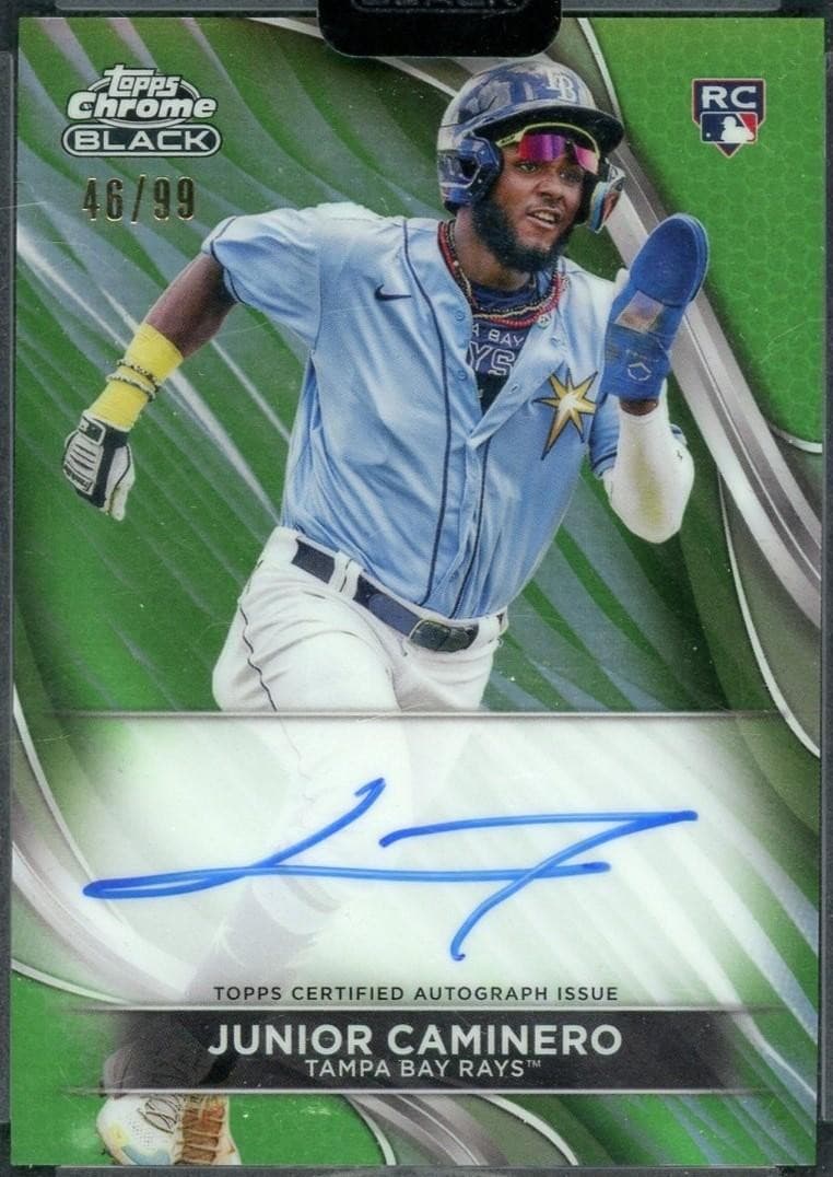 2024 Topps Chrome Black Junior Caminero Rookie Auto Green Refractor /99