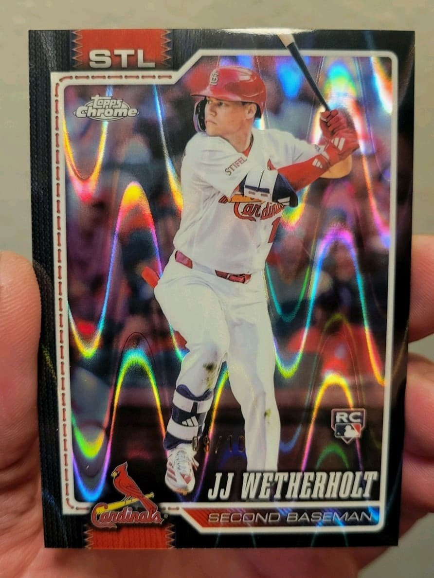 Topps Chrome 2026 JJ Wetherholt Cardinals Rookie Black Raywave Refractor 09/10