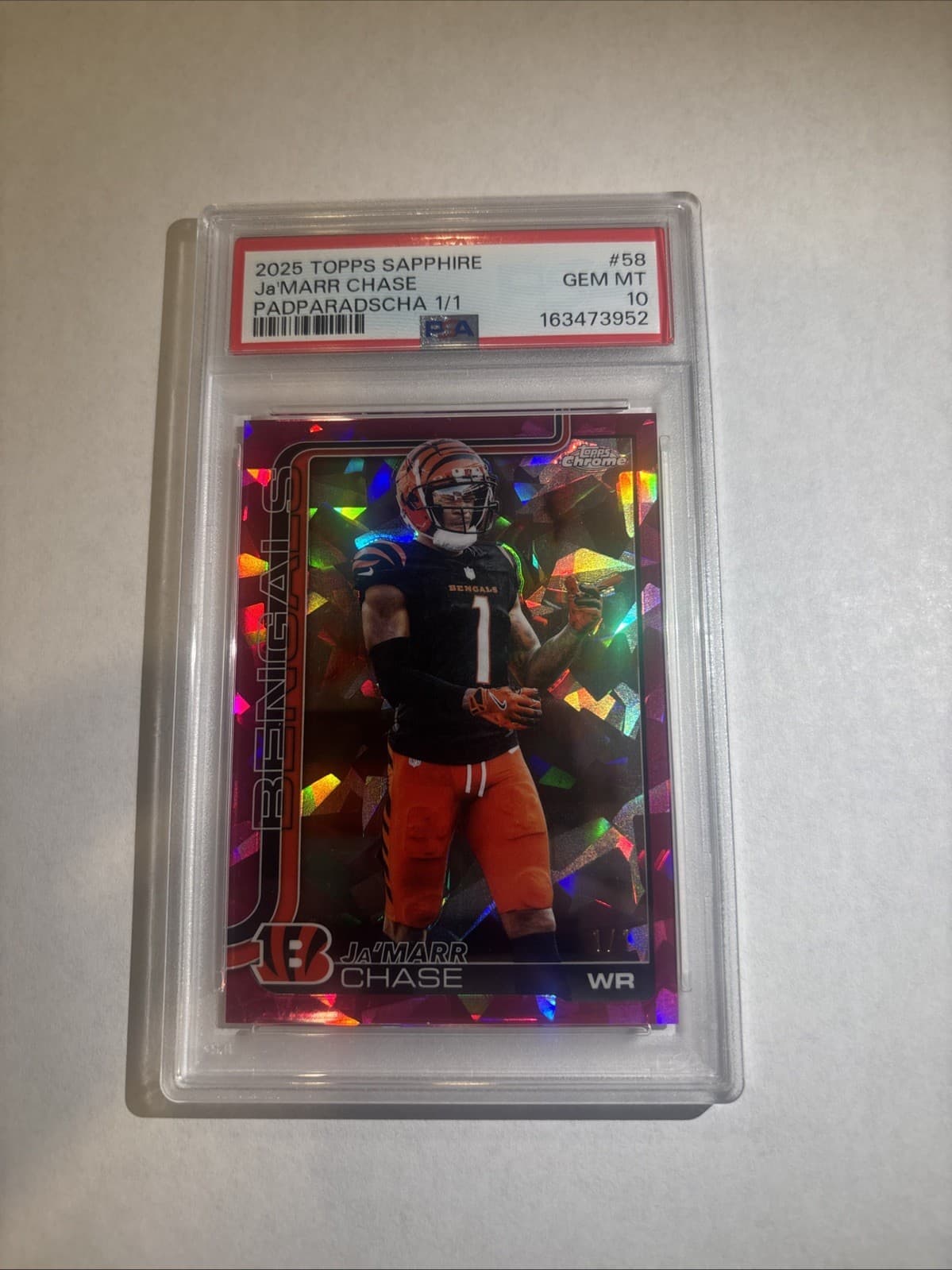 2025 Topps Sapphire Jamarr Chase Padparadscha 1/1 Papa Bengals
