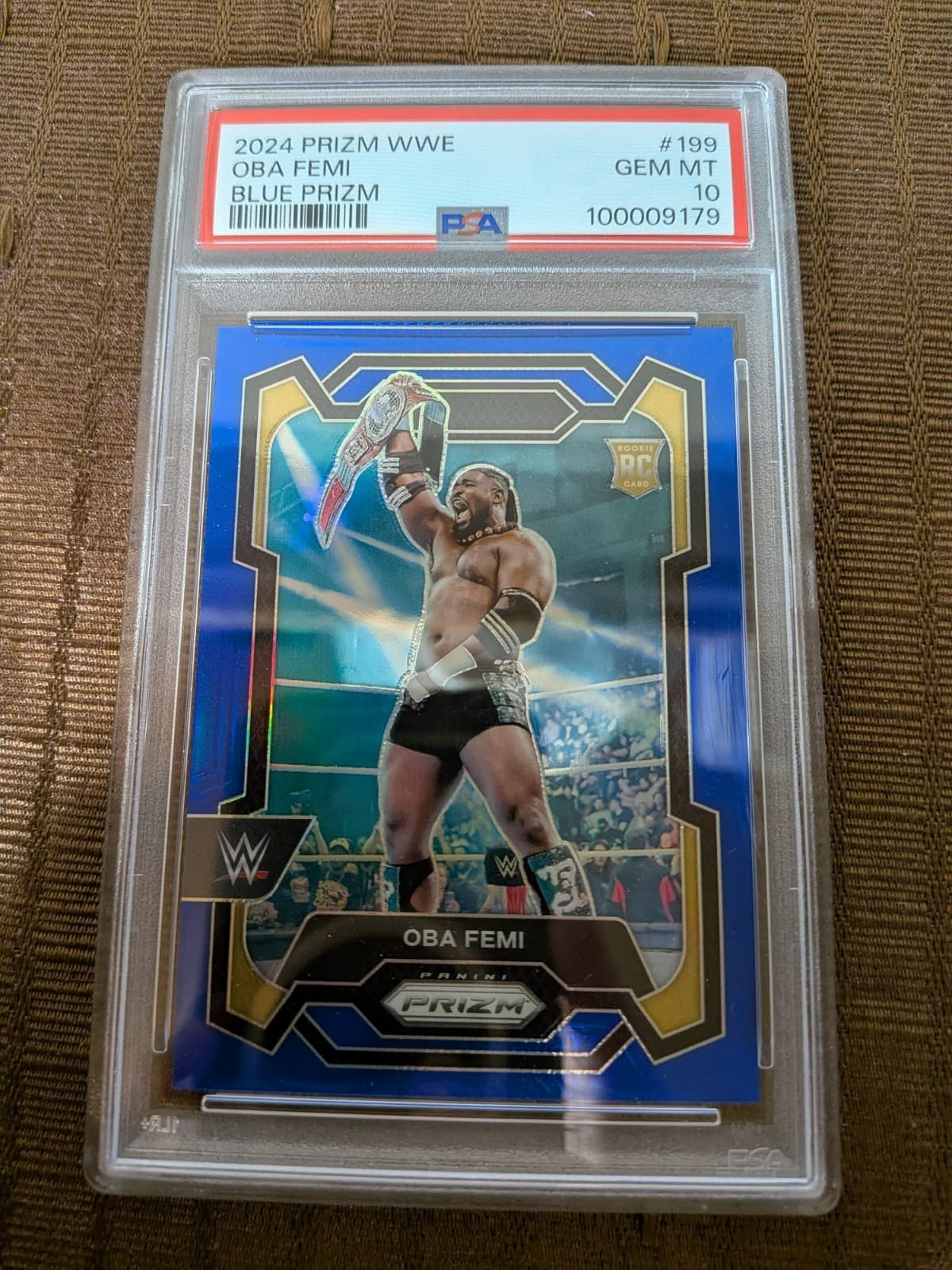 2024 Panini WWE Oba Femi Rookie Blue Prizm PSA 10