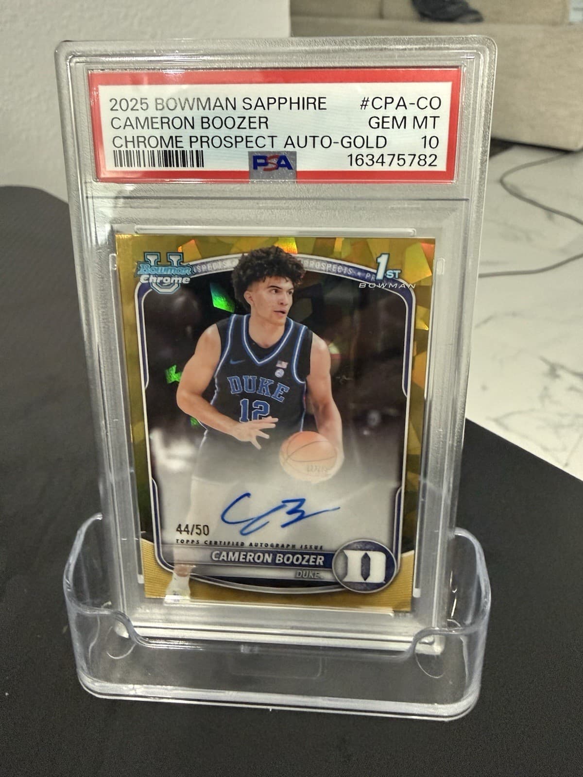 2025 BOWMAN SAPPHIRE CAMERON BOOZER CHROME PROSPECT AUTO-GOLD PSA 10 Gem Mint