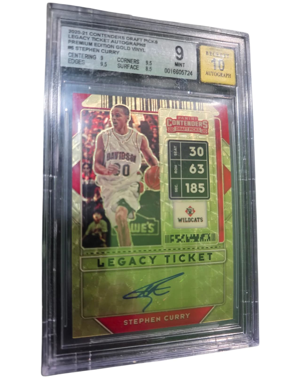 2020 Panini Contenders Stephen Curry 1/1 Auto Premium Gold Vinyl #6