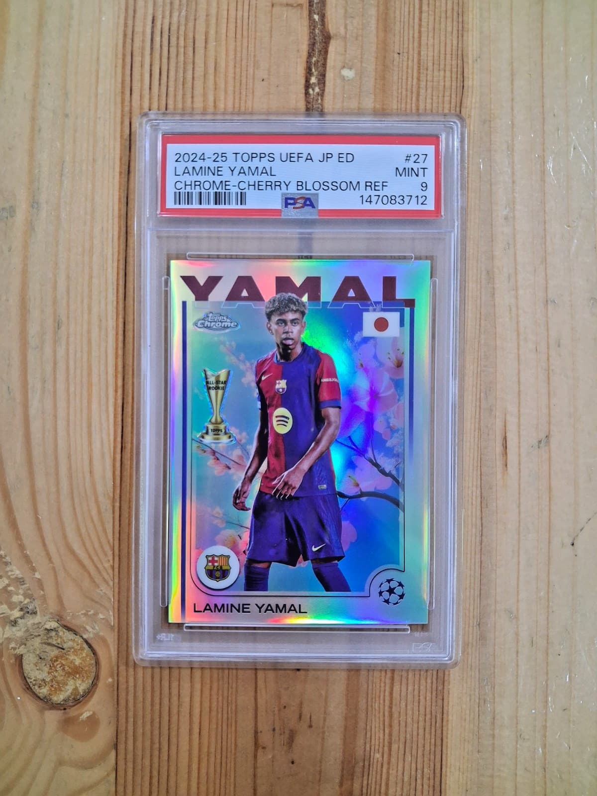 2024-25 TOPPS UEFA CC JAPAN EDITION LAMINE YAMAL CHROME CHERRY BLOSSOM SSP PSA 9