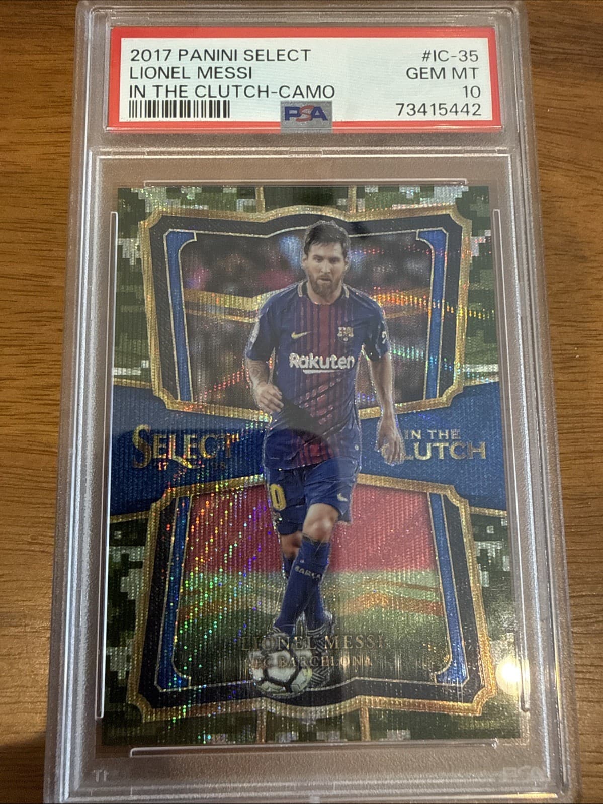 2017 Panini Select Lionel Messi In The Clutch Camo 16/20 PSA GEM MT 10