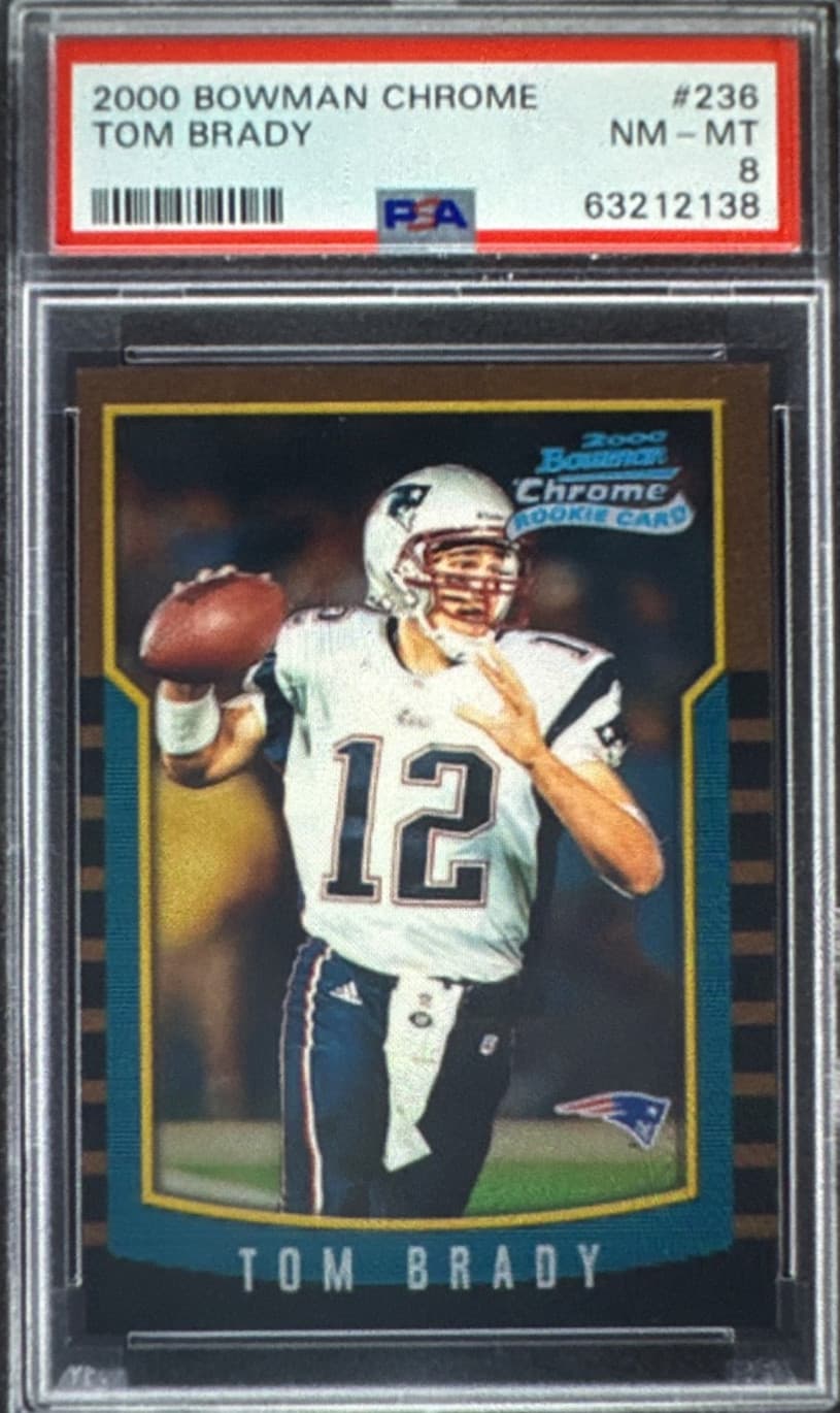 2000 BOWMAN CHROME #236 tom Brady rookie chrome psa 8