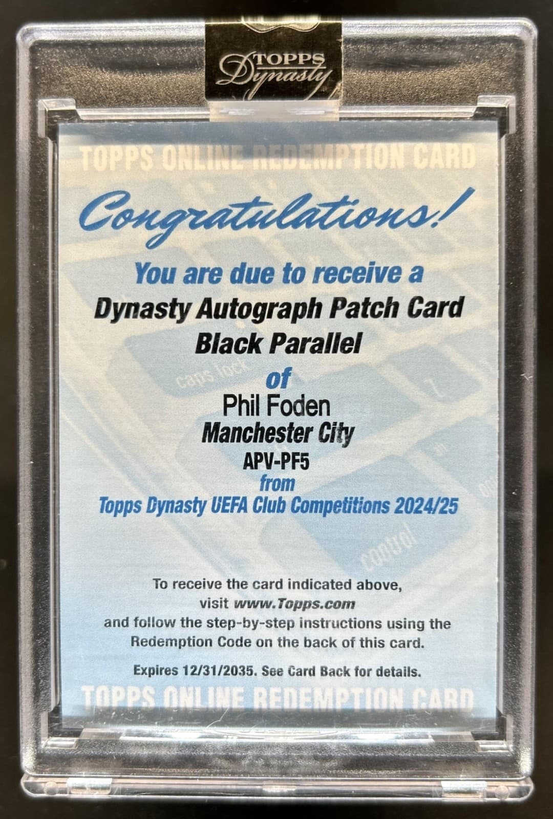 2024-25 Topps Dynasty UEFA Phil Foden Patch Auto Black #/5 Man City