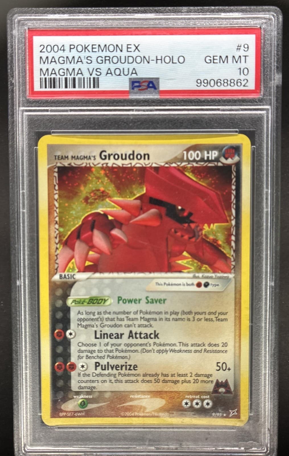 2004 Pokemon EX Team Magma vs Aqua Magma's Groudon Holo #9/95 PSA 10 GEM MINT