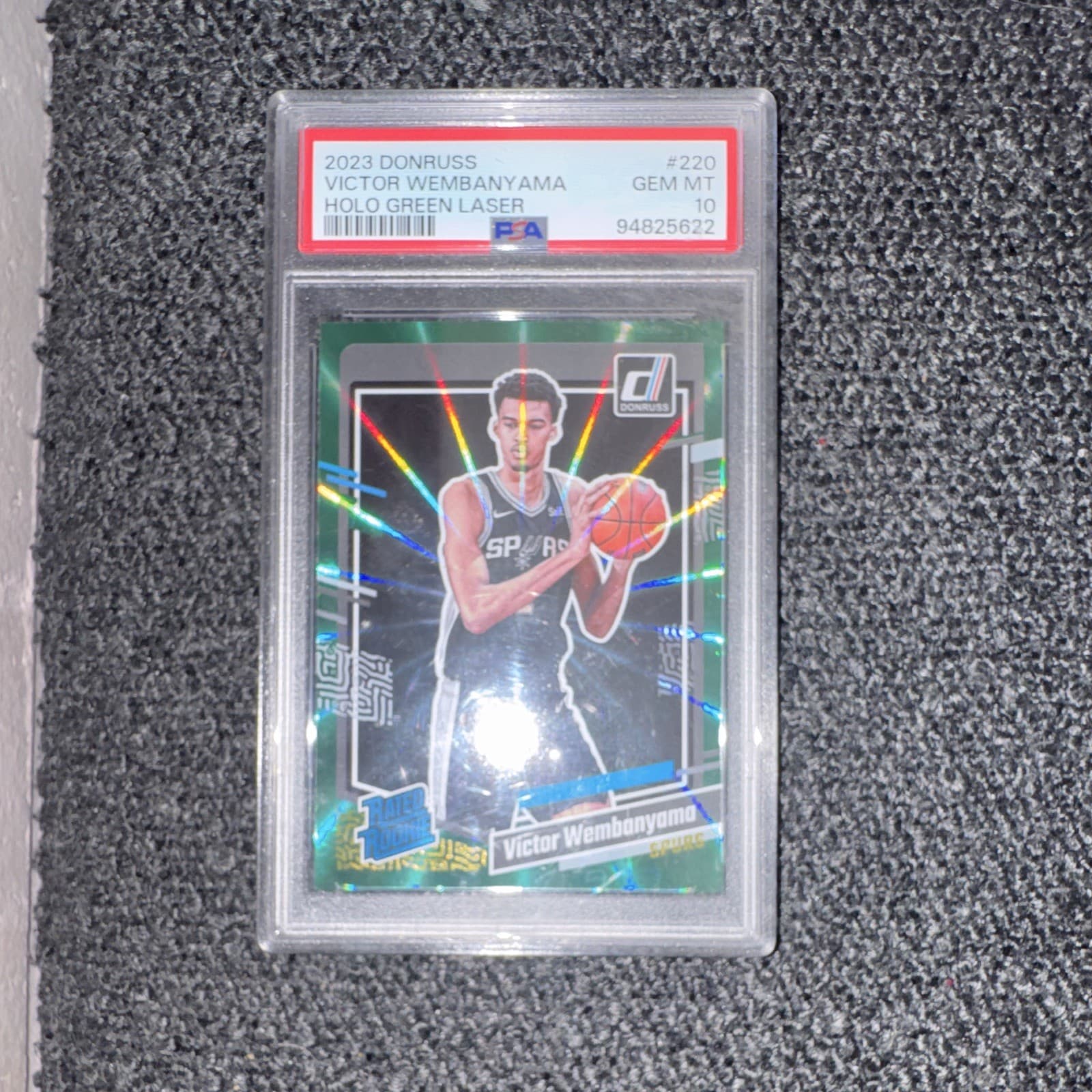 2023-24 Panini Donruss Rated Rookie Victor Wembanyama #220 Green Laser PSA 10