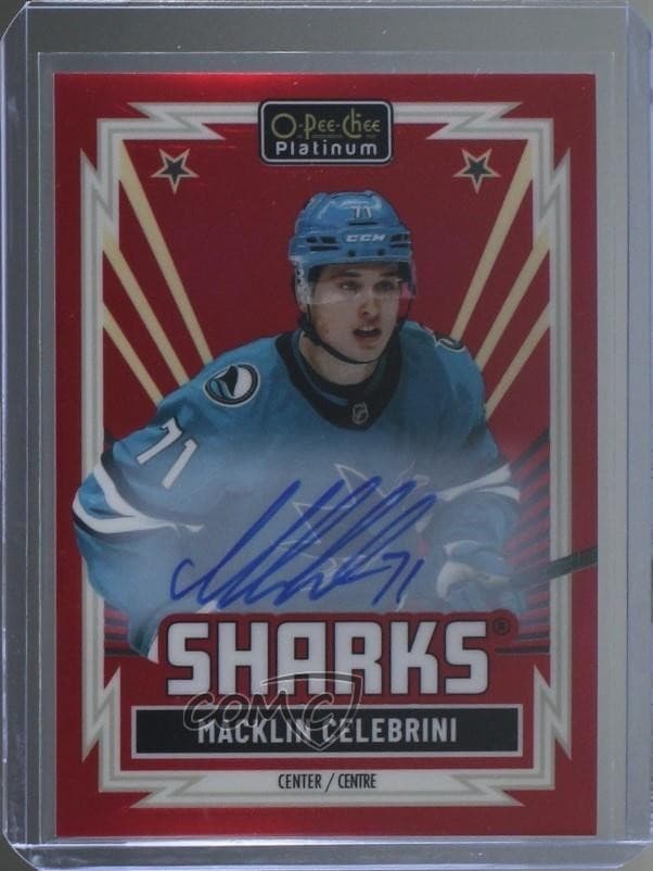 2025-26 O-Pee-Chee Platinum Retro Red Auto Macklin Celebrini #R-5