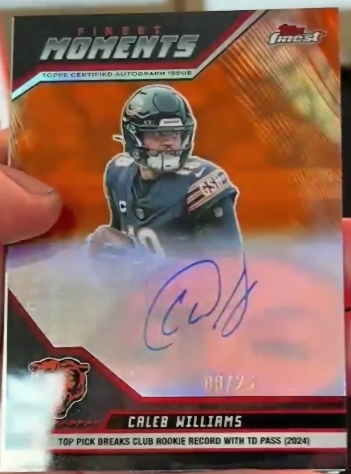 2025 Topps Finest Caleb Williams On Card Auto To 25 Will Be Graded Before