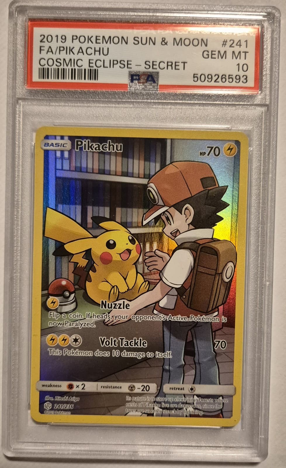 PSA 10 Pokemon TCG 2019 Sun & Moon Cosmic Eclipse Pikachu 241/236