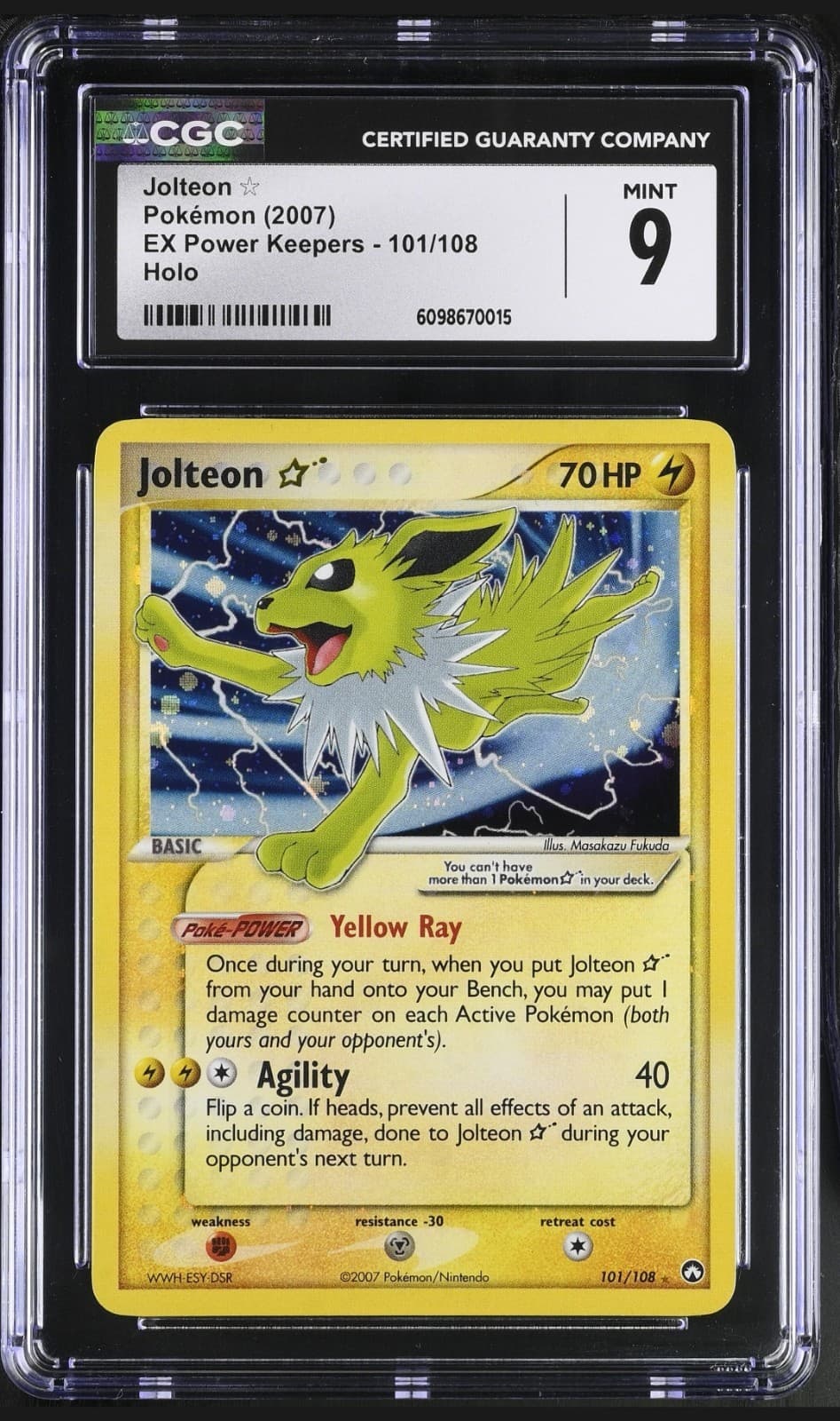 Jolteon Gold Star EX Power Keepers Holo Rare Pokemon Card 101/108 CGC 9 MINT