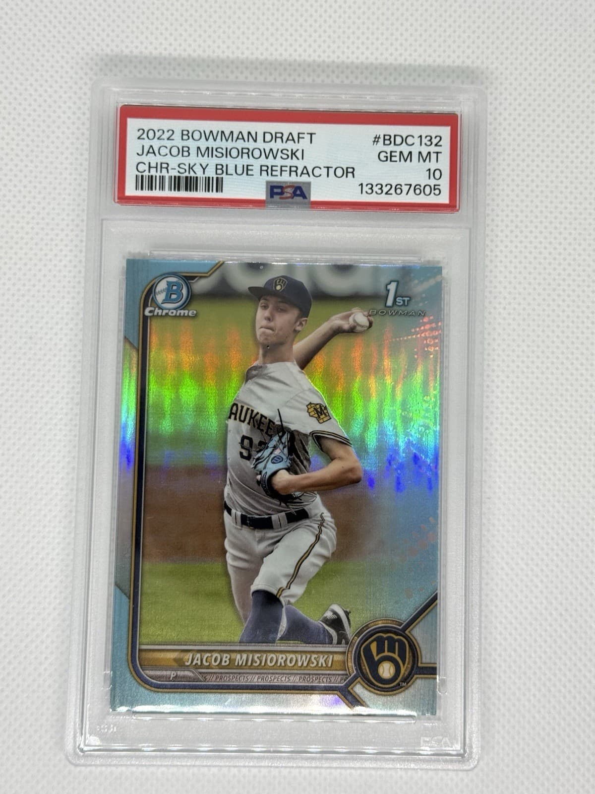 Topps 2022 Bowman Draft Chrome Jacob Misiorowski Brewers #BDC-132 PSA 10