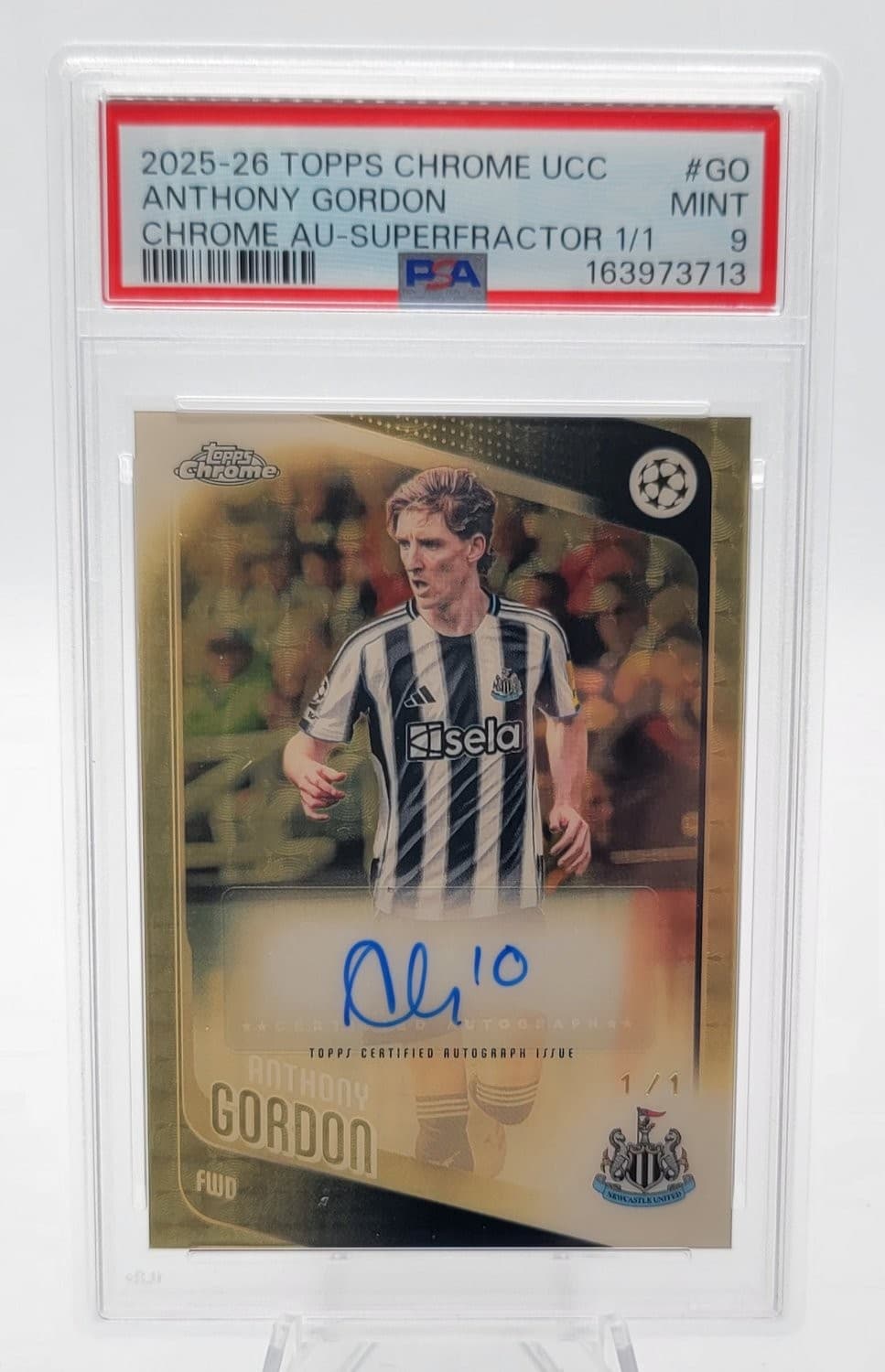 Anthony Gordon 2025-26 Topps Chrome Ucc Superfractor Auto 1/1 #Go Psa 9 Q8168