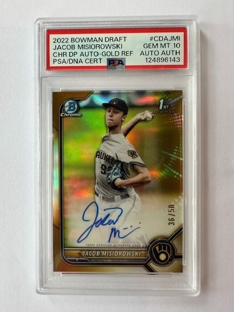 2022 Bowman Draft Jacob Misiorowski CHR DP Auto-Gold Ref 36/50