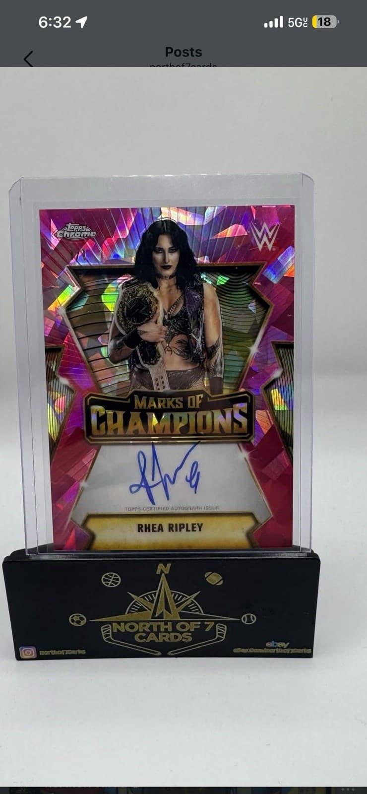 Topps Chrome WWE Rhea Ripley Marks of Champions Autograph Insert Trading Card