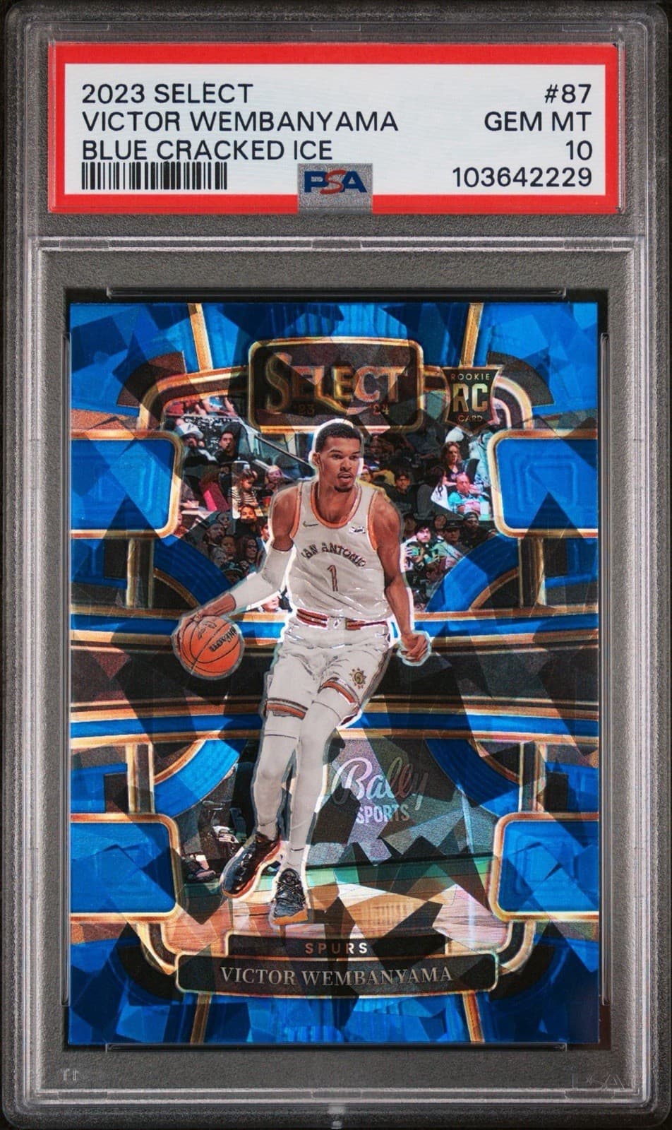 2023-24 Panini Select Concourse Victor Wembanyama #87 Blue Cracked Ice PSA 10 RC