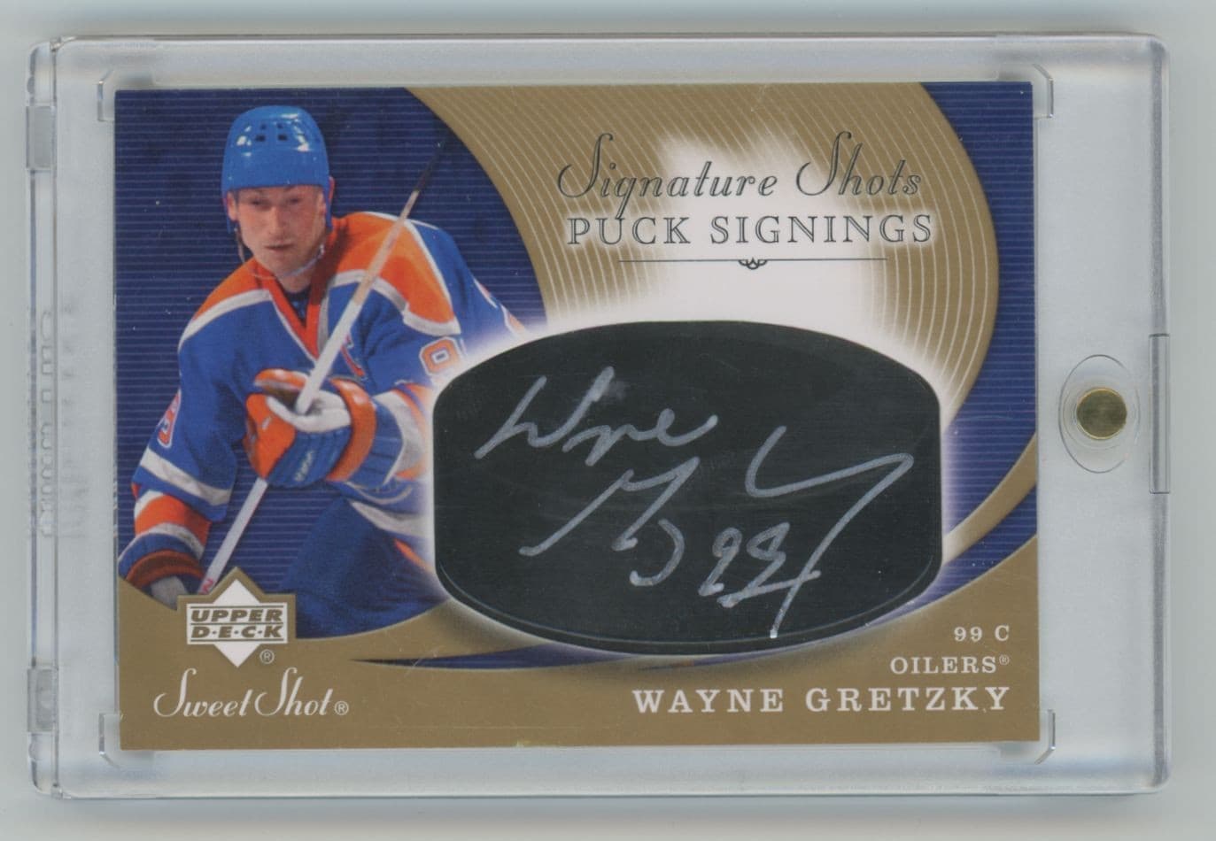 2007-08 UD Sweet Shot Signature Shots Puck Wayne Gretzky Auto (YanBerg)