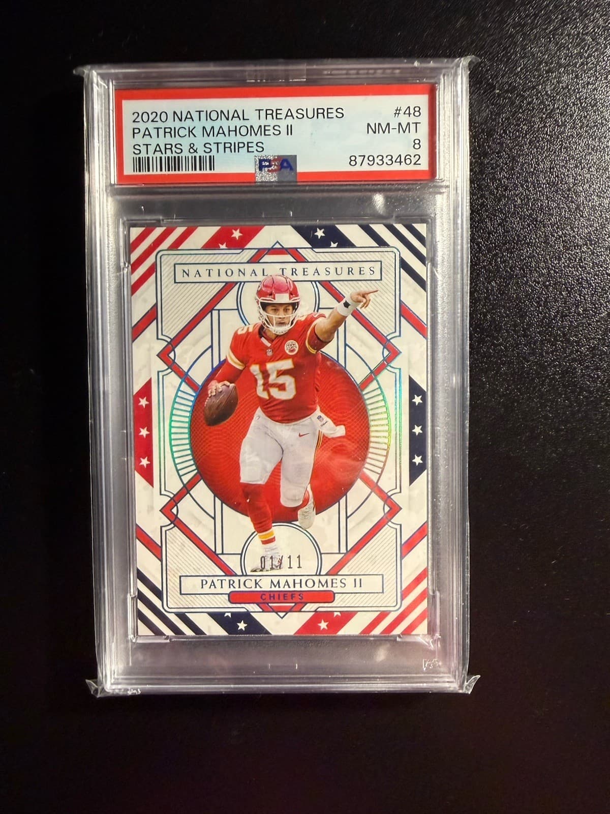 2020 Panini National Treasures Patrick Mahomes Ii Stars & Stripes 1/11 #48 Psa 8