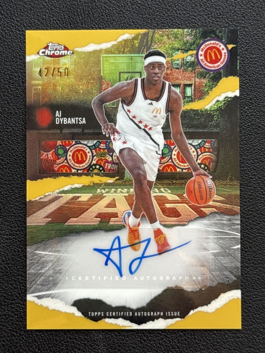 2025 Topps Chrome McDonald's Winning Tags Auto 42/50 Gold Rookie AJ Dybantsa RC