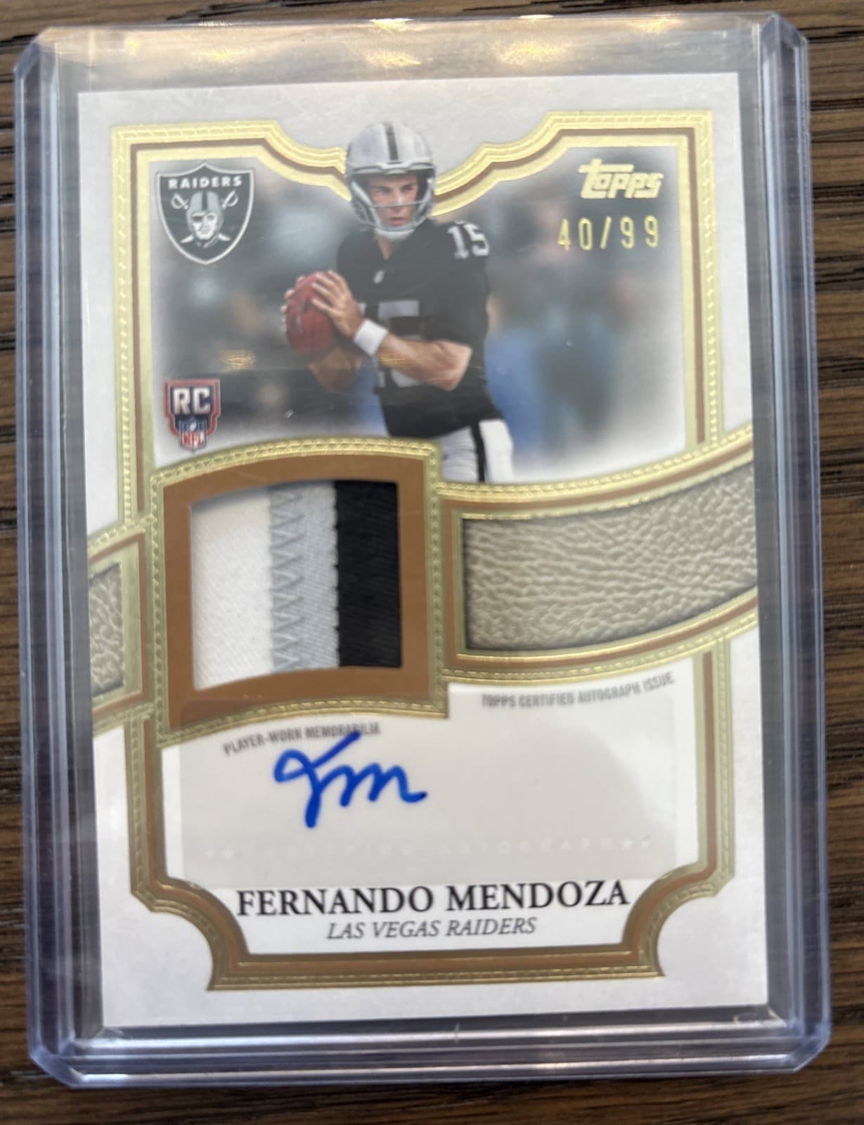 2026 Topps Flagship Football Fernando Mendoza RPA auto patch /99