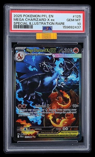 POKEMON MEGA CHARIZARD X EX 2025 PHANTASMAL FLAMES #125 SIR PSA 10/MBA GOLD