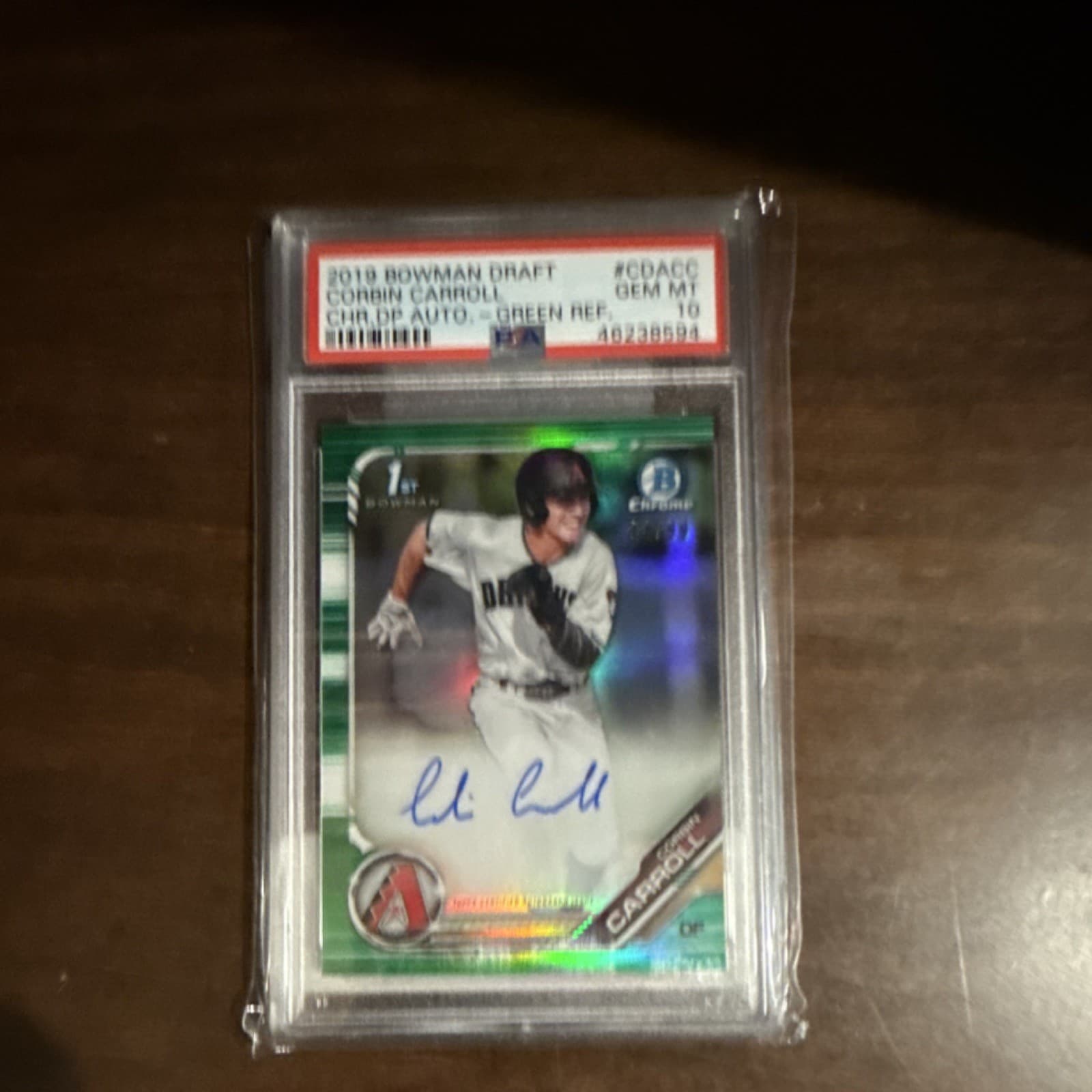 2019 Bowman Draft Chrome Corbin Carroll Green Refractor Auto /99 PSA 10