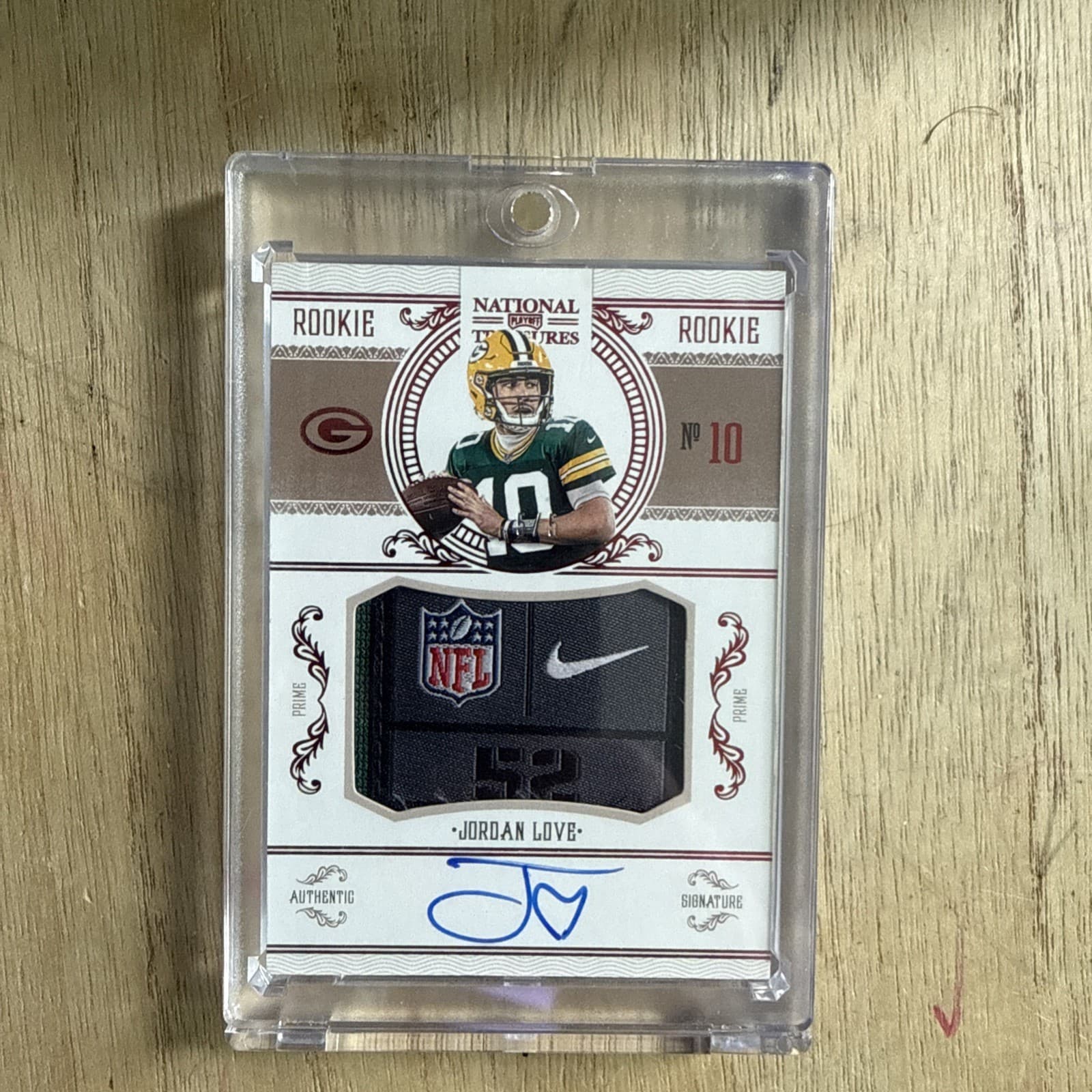 2020 National Treasures Red Jordan Love RPA RC NFL Shield Tag Patch AUTO 5/5