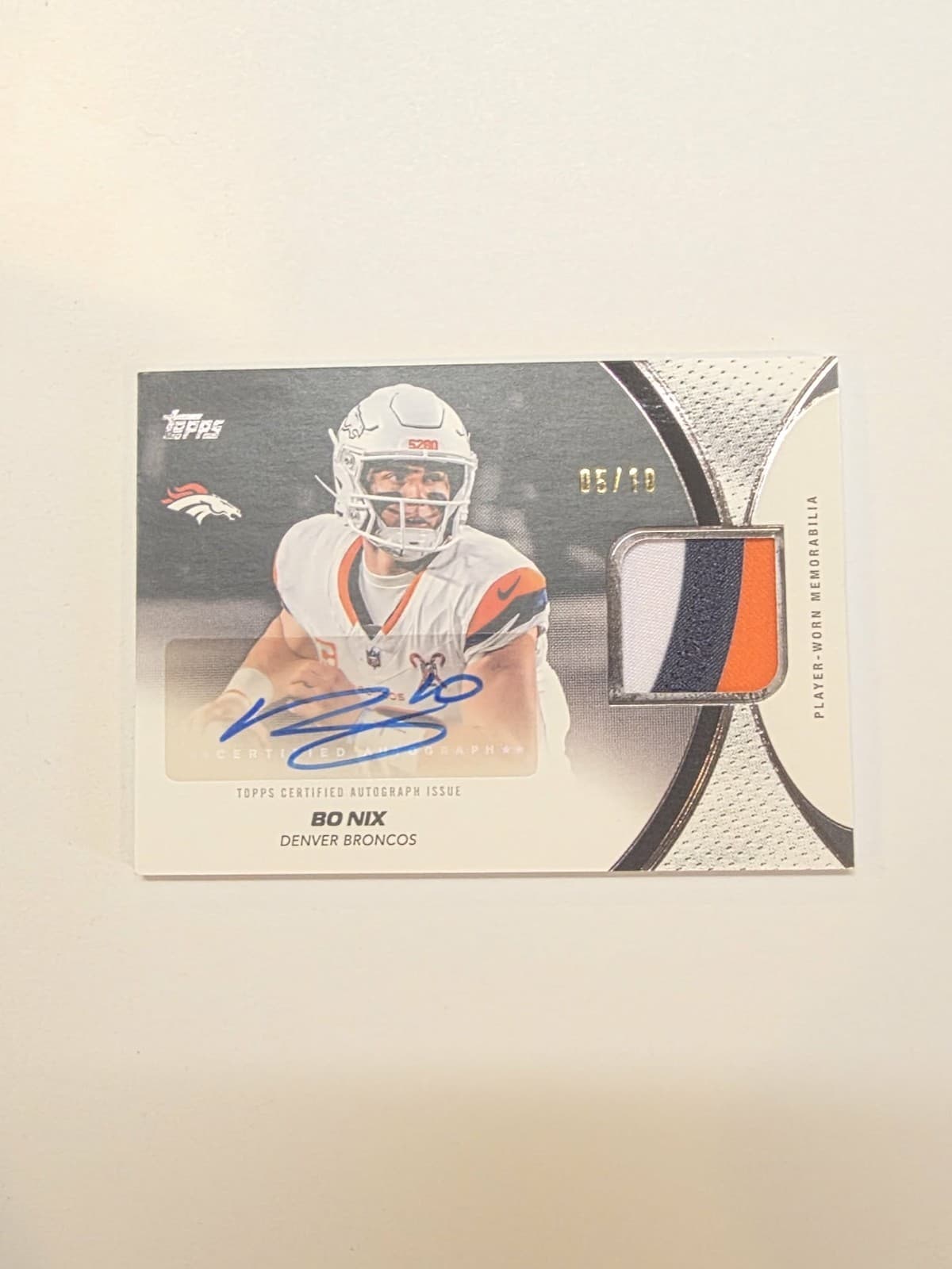 2026 Topps Flagship Bo Nix Black /10 Patch Auto Denver broncos
