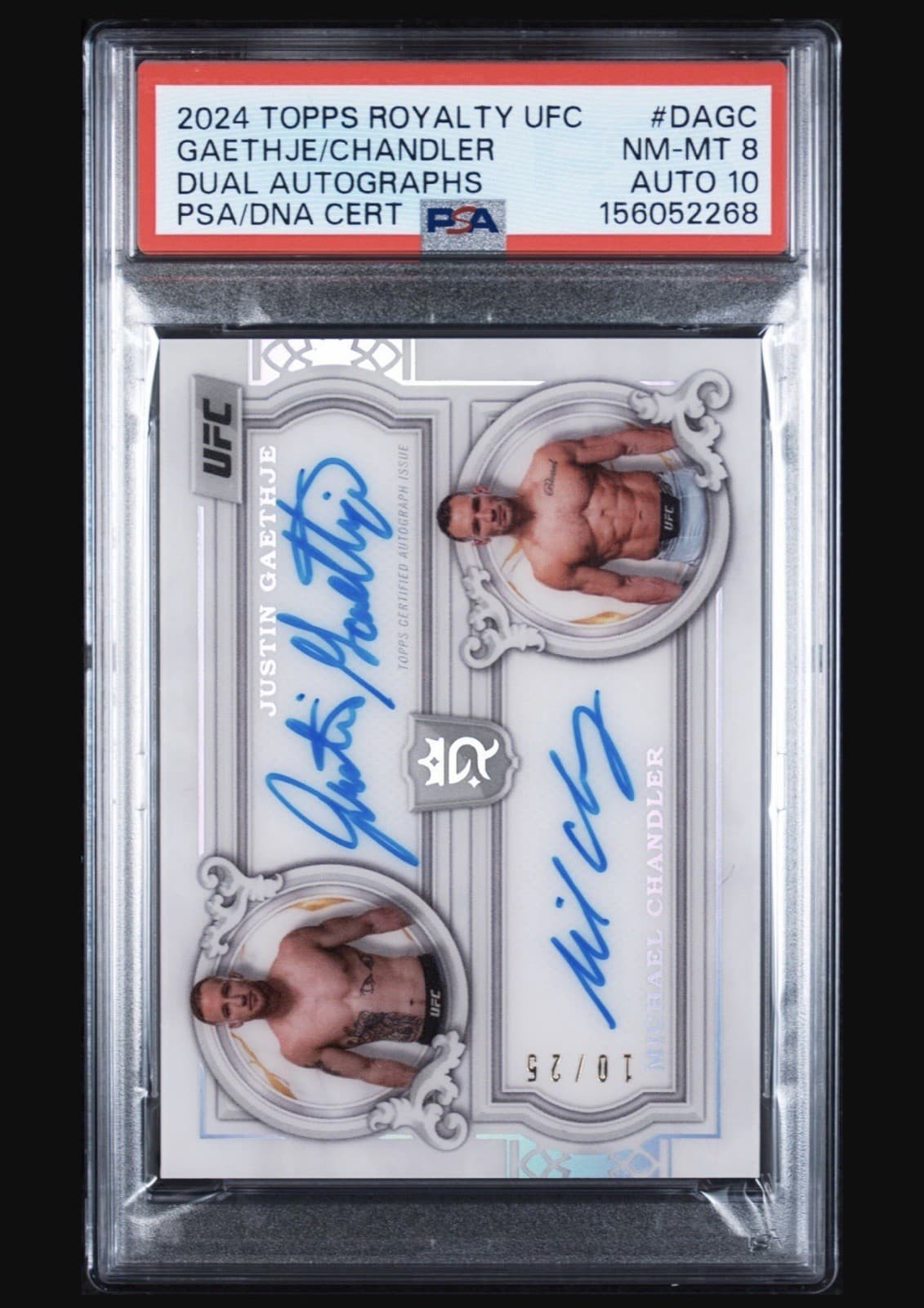 Topps 2024 Royalty UFC Gaethje/Chandler Dual Auto PSA 8 Auto 10 /25 POP 1