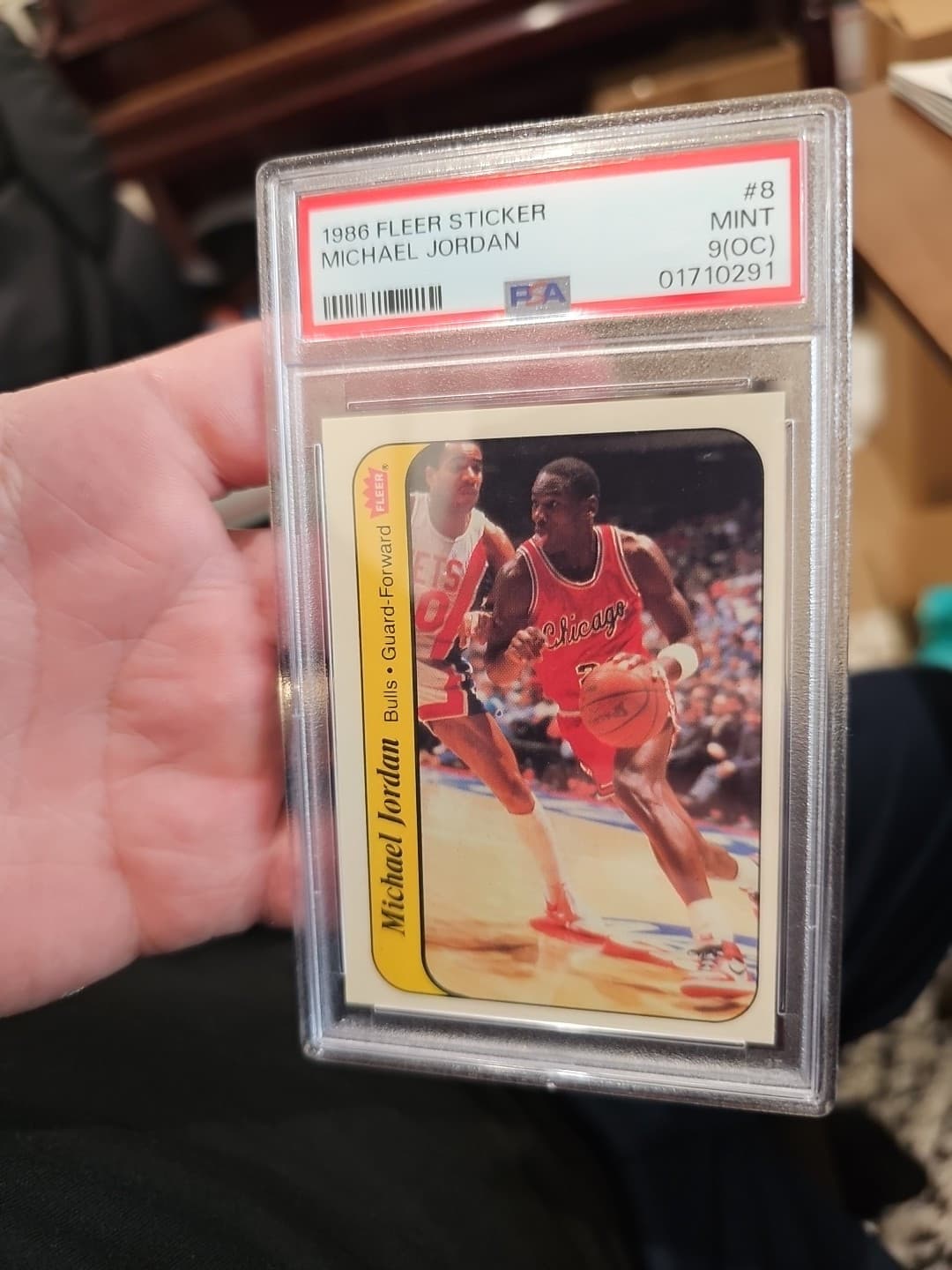 🔥1986-87 Fleer Sticker Michael Jordan #8 PSA 9 MINT (OC) Bulls Rookie RC 🔥