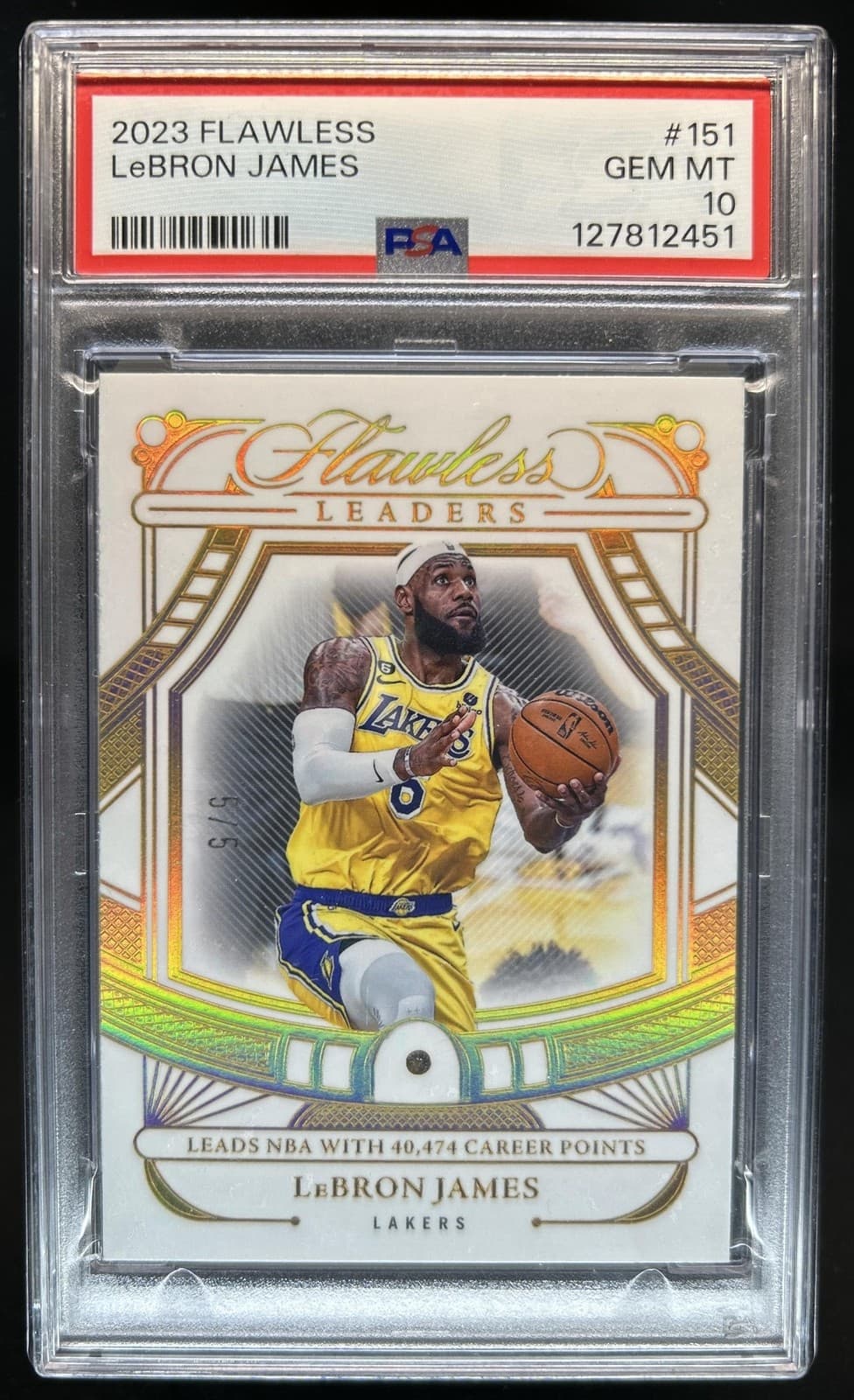 2023-24 Panini Flawless LeBron James Leaders #5/5 Lakers PSA 10 GEM MINT